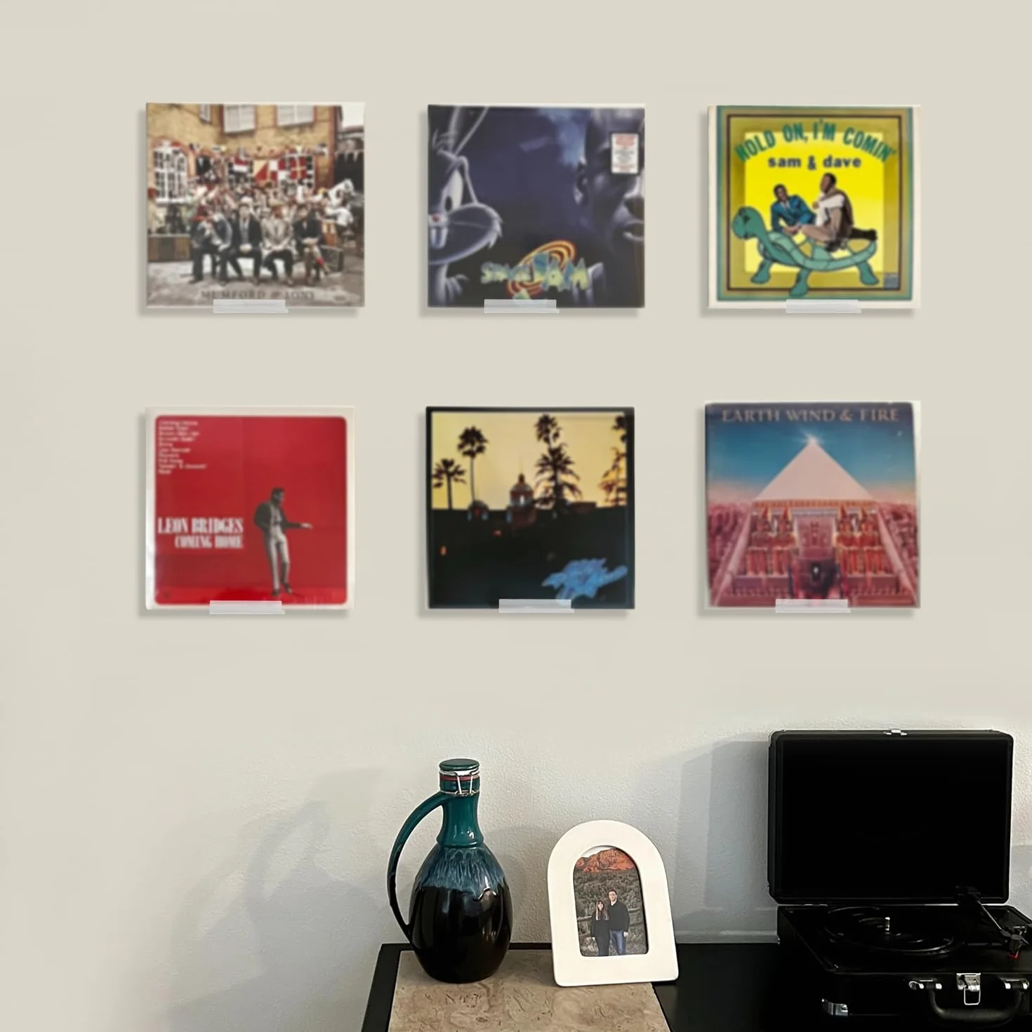 6 szt. 10cm Przezroczysty Stojak na Plyty Winylowe, Niewidoczny Akrylowy Stojak na Plyty Plywajaca Pólka na Plyty do Codziennego Wyswietlania plyt CD/LP Sluchania