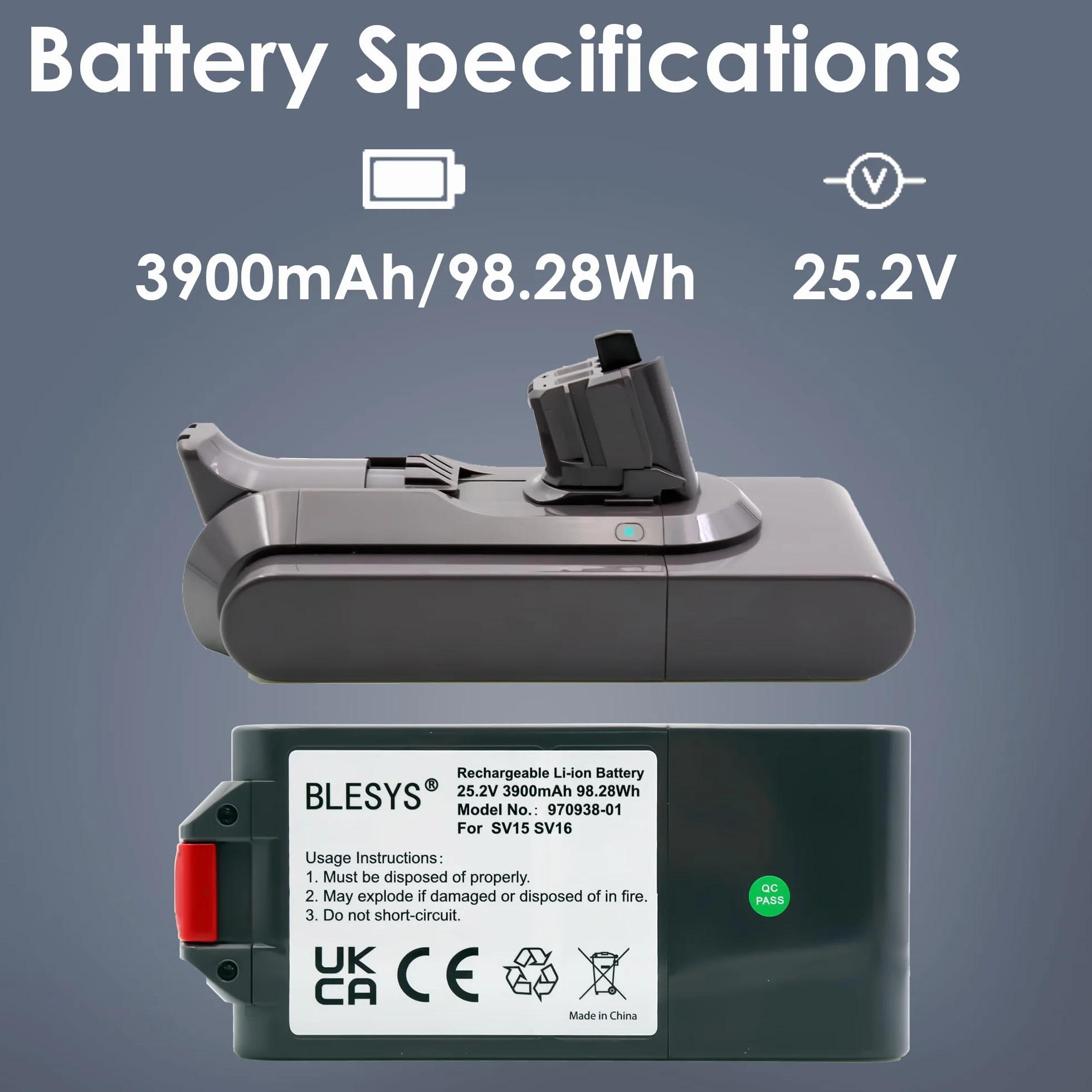 BLESYS Zamiennik baterii do Dyson V11 SV15 Typ Click-in (montaż na przycisk)