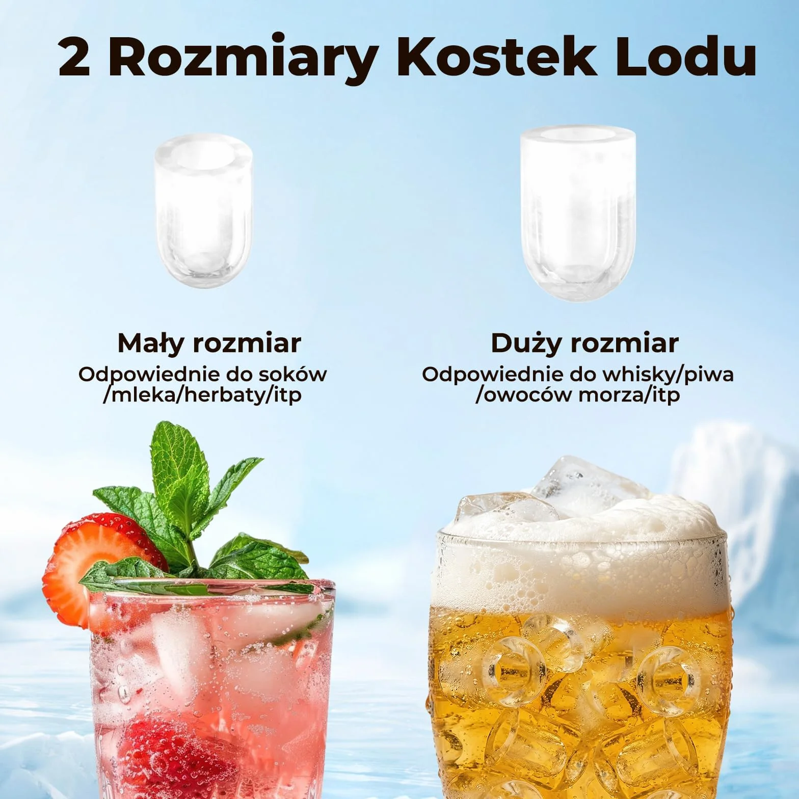 Maszyna do Lodu 12KG/24H Samoczyszczenie Zbiornik 1.2L 2 Rozmiary Kostek Lodu Czarny