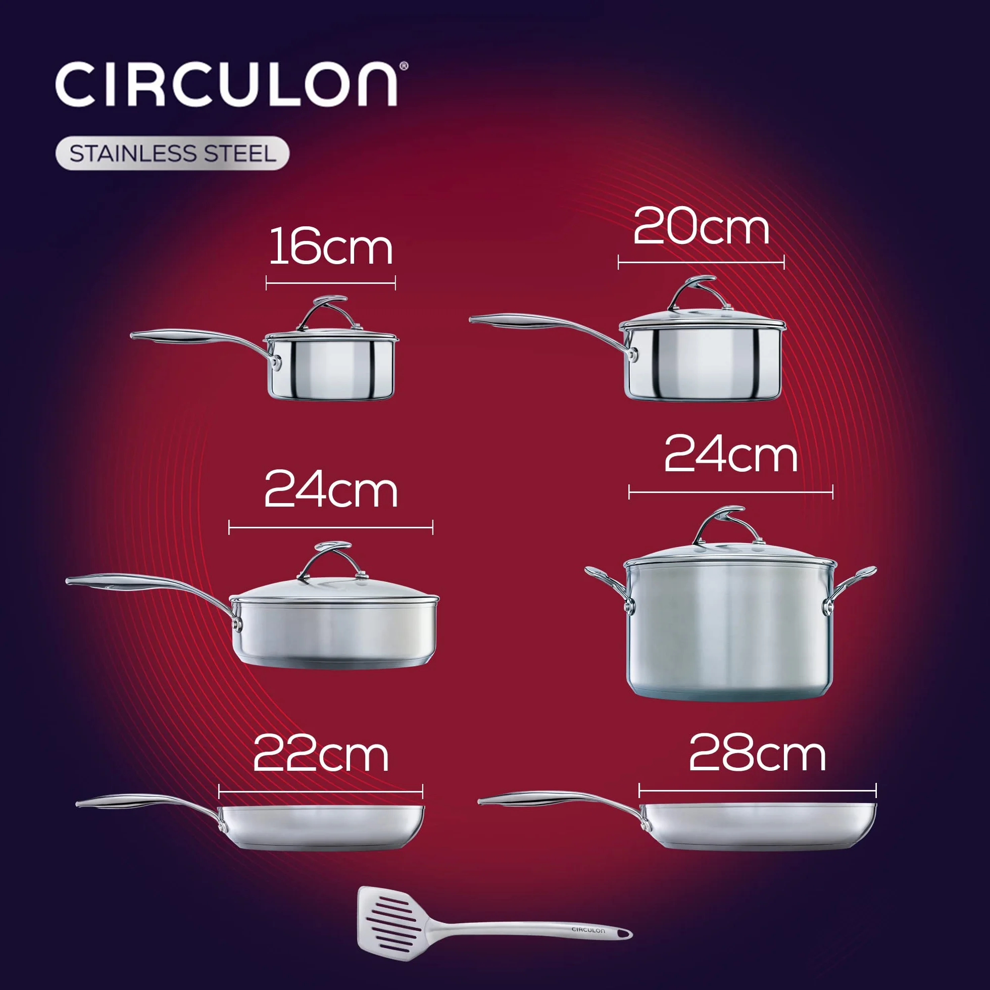 Circulon Steelshield Zestaw Garnków, Stal Nierdzewna, Czarny/Srebrny, 6 Elementów