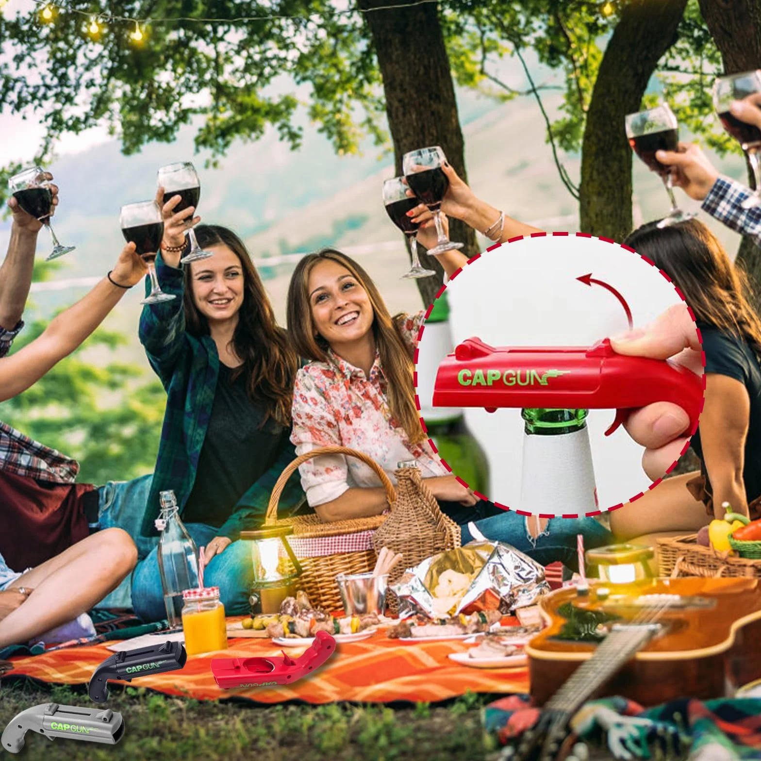 Cap Gun otwieracz do butelek, zabawny pistolet na prezent, otwieracz do butelek, nadaje się do użytku domowego, dla mężczyzn, baru, grilla, gier imprezowych, prezentów bożonarodzeniowych (szary +
