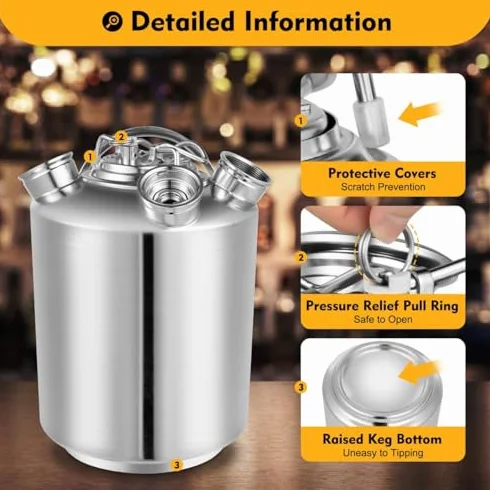 Beczka do czyszczenia piwa ze stali nierdzewnej 10 l – 3-głowicowy wielofunkcyjny środek czyszczący do domowego dozownika piwa łatwa do czyszczenia puszka z pokrywką niezbędne narzędzie do konserwacji