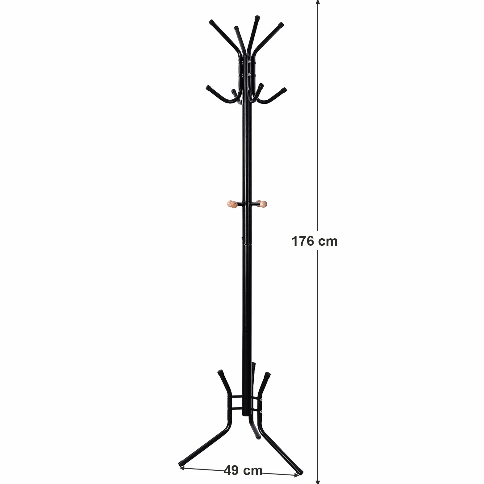 SONGMICS Stabilny metalowy wieszak na ubrania wieszak garderobiany wysokość ok. 176 cm, czarny, RCR17B