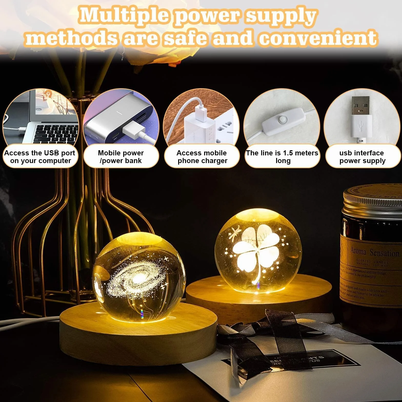 Drewniana podstawa świetlna LED, 4 sztuki, USB LED, do szkła akrylowego, ciepła barwa LED, podstawa do oświetlenia kryształowego, akrylowego, biżuterii, żywicy (kwadrat)