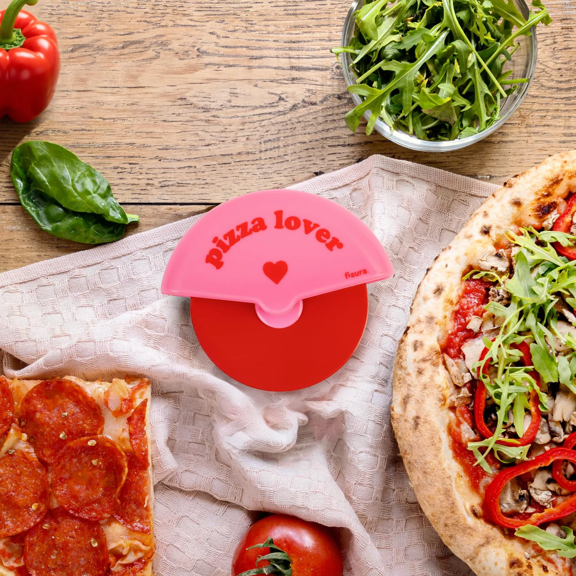 Fisura Oryginalny nóż do pizzy ze stali nierdzewnej i tworzywa ABS 7,5 x 5,5 cm