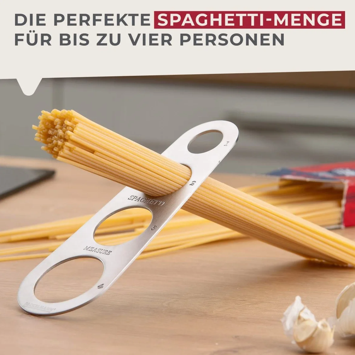 Fackelmann Miarka do spaghetti do makaronu (spaghetti) – dozownik makaronu dla maksymalnie 4 osób – łatwy pomiar ilości makaronu