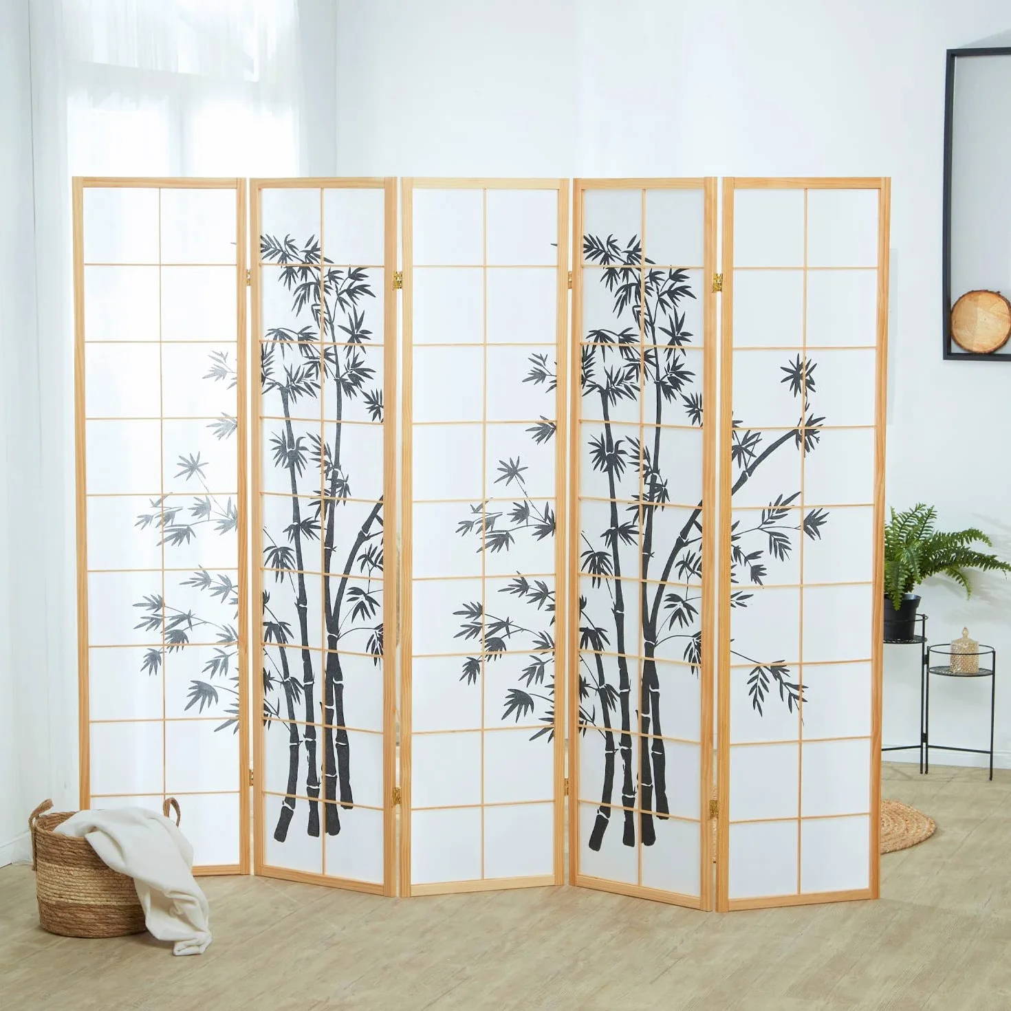 Homestyle4u 5-drewniana siatka ciemny wzór bambusowy, naturalny, pojedynczy/mały