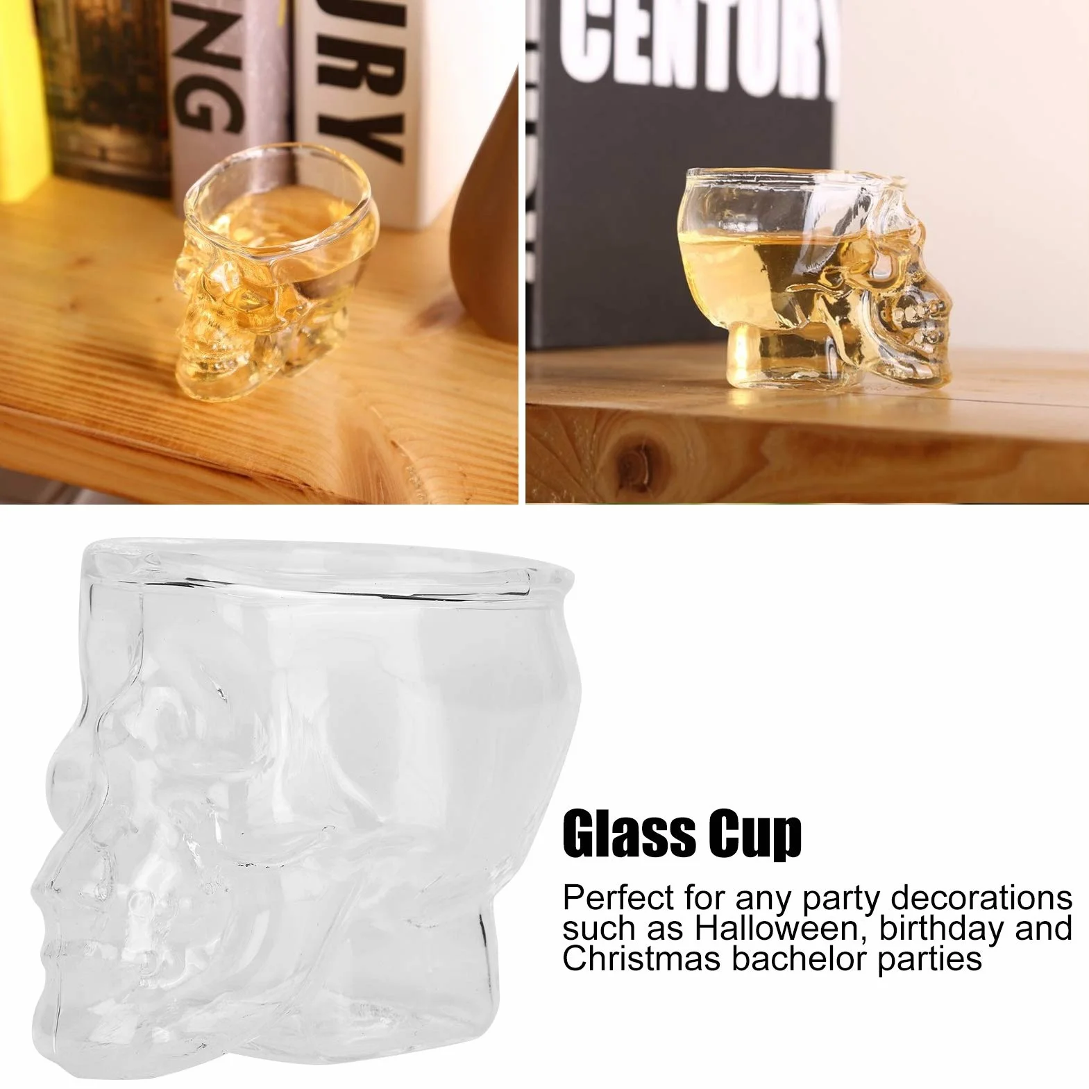 Kieliszek Do Wina Z Czaszką, 3 Szt. 75ML Szklany Kubek W Kształcie Czaszki W Kształcie Głowy Kubek Do Wina Piwo Napój Pojemnik Na Napoje Halloween Party Decor