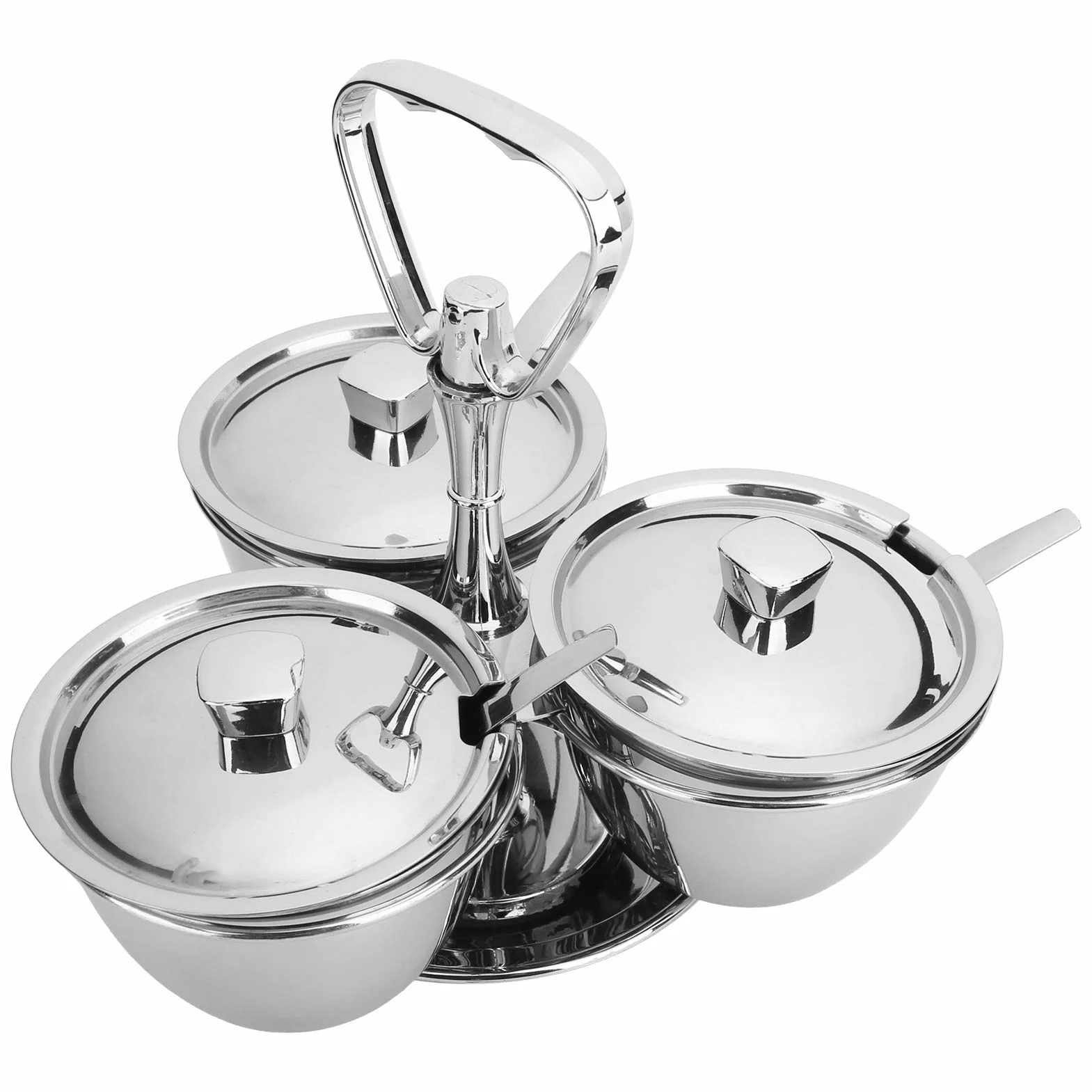 Obrotowy stojak na przyprawy, wykwintne rzemiosło stabilna podstawa mocny zestaw garnków do przypraw organizer na przyprawy dla kucharza na bar(J13390(3) Rotating seasoning pot three-piece set)