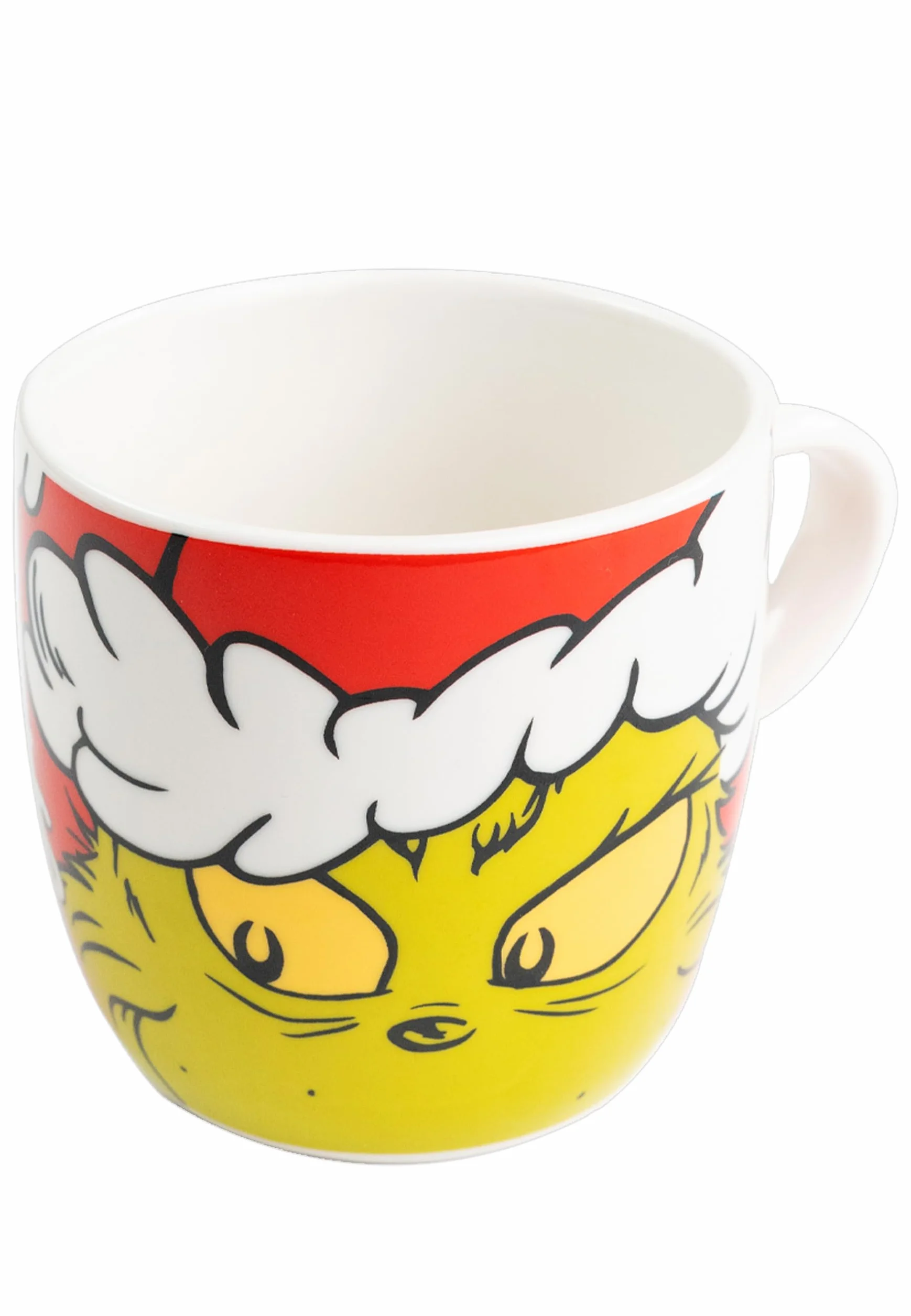 United Labels Grinch Merry Grinchmas 3-częściowy zestaw śniadaniowy, czerwony, porcelanowy zestaw naczyń z talerzem Ø 19 cm, filiżanka 220 ml i miska 330 ml
