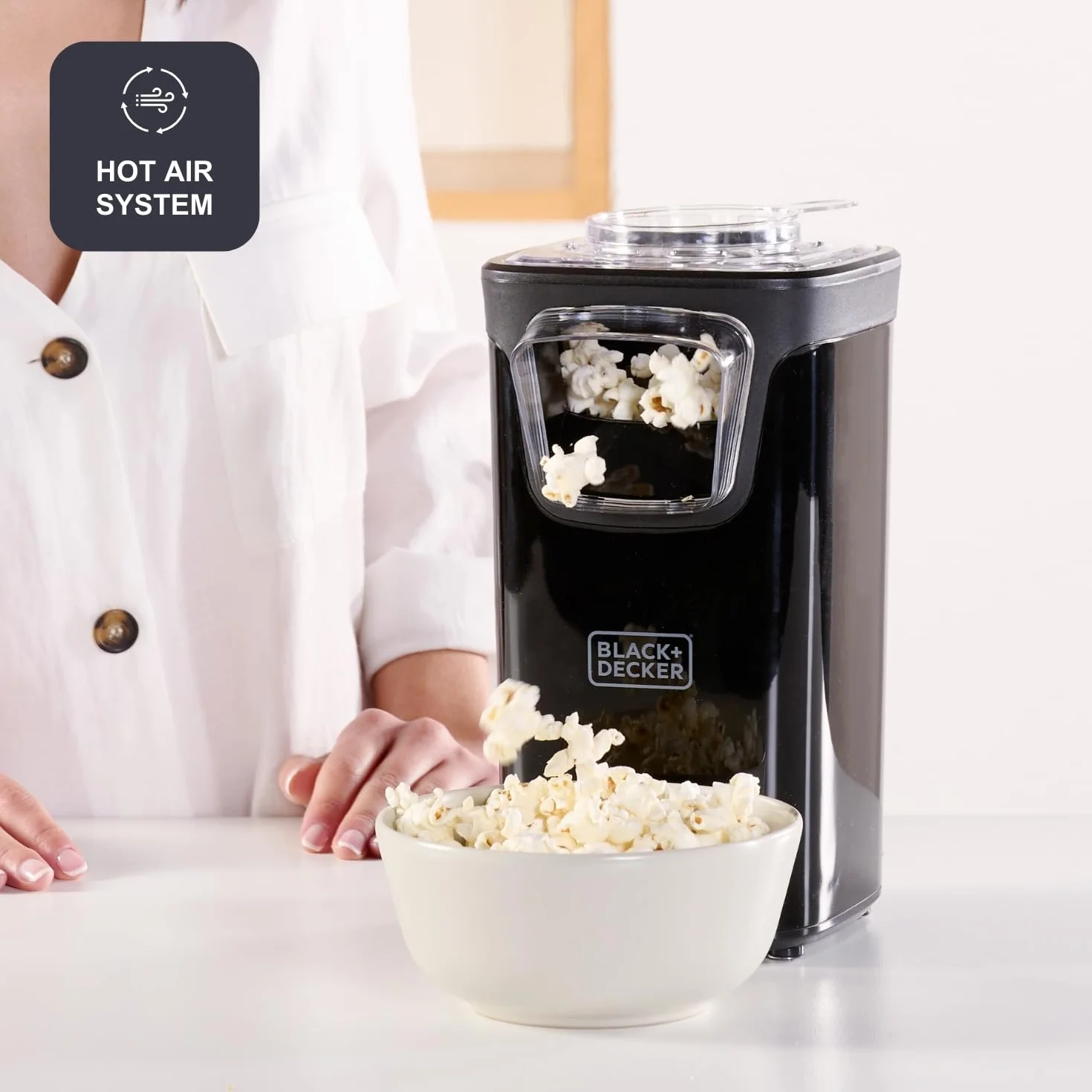 Black+Decker Maszyna do Popcornu, Czarny, 16 x 13.5 x 25.5 cm