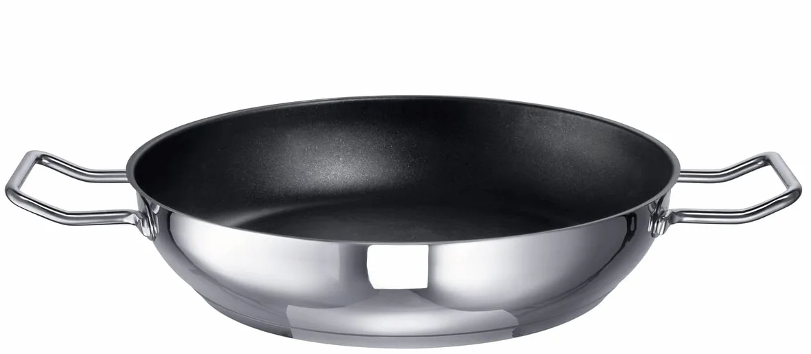 Schulte-Ufer Industar for Professionals 163048-24 patelnia do duszenia z uchwytami ze stali nierdzewnej w kolorze srebrno-czarnym, średnica: 24 cm
