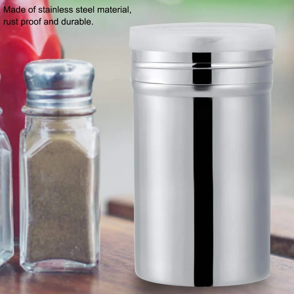 Shaker do Cukru w ​​​​Proszku ze Stali Nierdzewnej, Shaker do Cukru Cynamonowego Cukier Puder w Proszku Mąka Kakaowa Przesiewacz do Kawy Narzędzia Kuchenne Pokrywa Shaker (L)