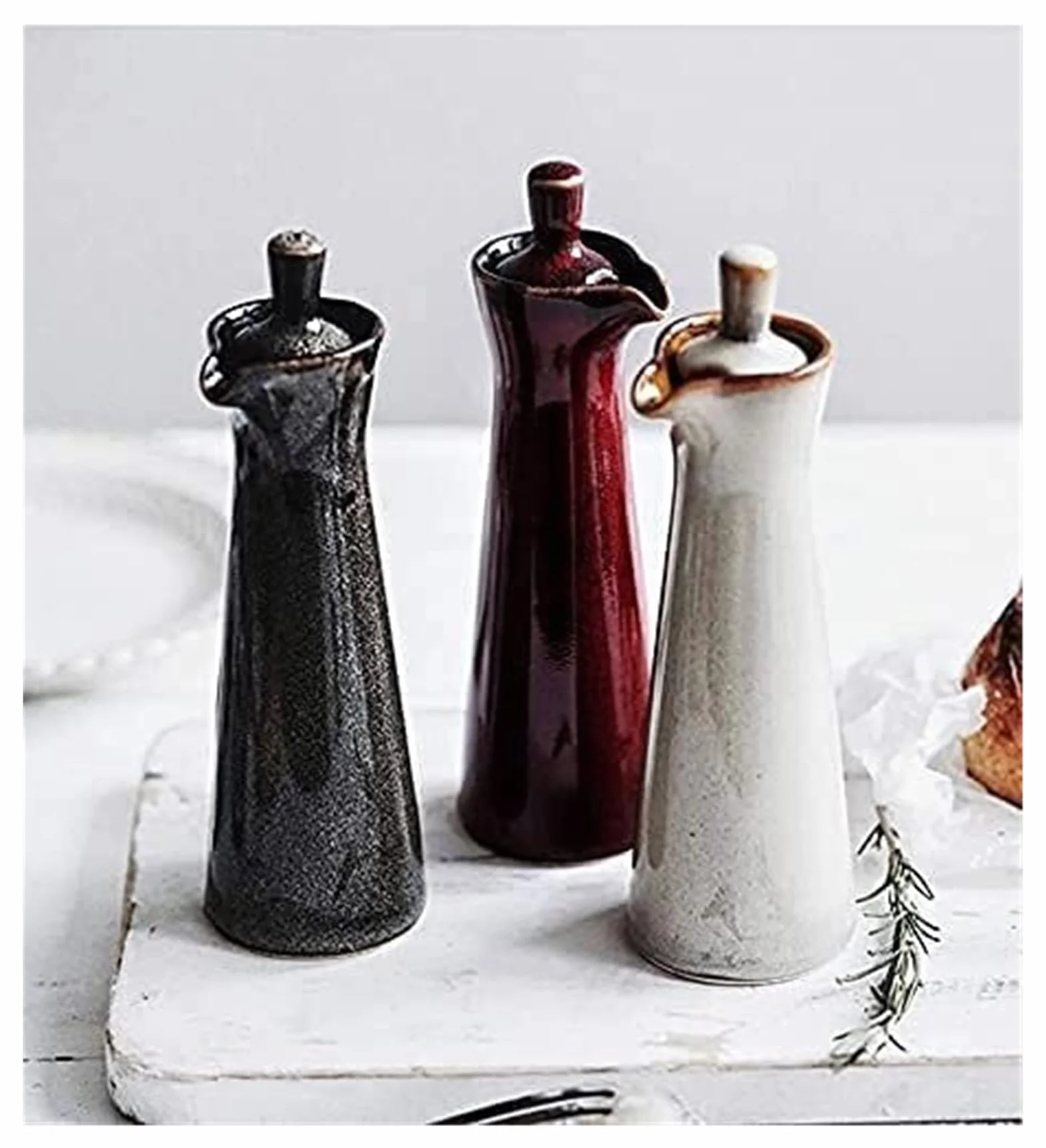 Dozownik oleju i octu Dozownik oleju i octu, ceramiczne butelki octu olejowego małe 120ML butelka na sos sojowy Jar ocet Sos łodzie przyprawy Ocet(Brown)