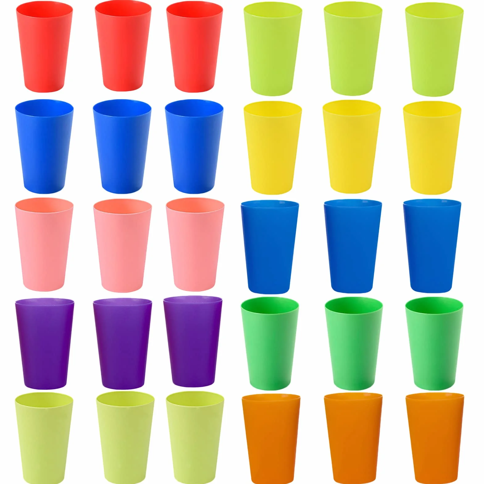 PALUDO 30 Sztuk Kolorowe Plastikowe Kubki Wielokrotnego Użytku - 260ml Plastikowych Kubków 10 Kolorach - Zestaw Plastikowe Kubki dla Dzieci Imprezy Plenerowe Pikniki Kemping Podróże Kuchnia