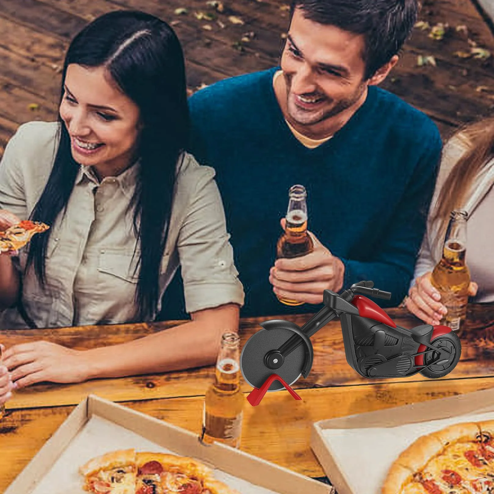 Nóż do Pizzy Motocykl Pizzaschneider, Dwukołowy, Stal Nierdzewna, Rolka z Stojakiem, Akcesoria Kuchenne