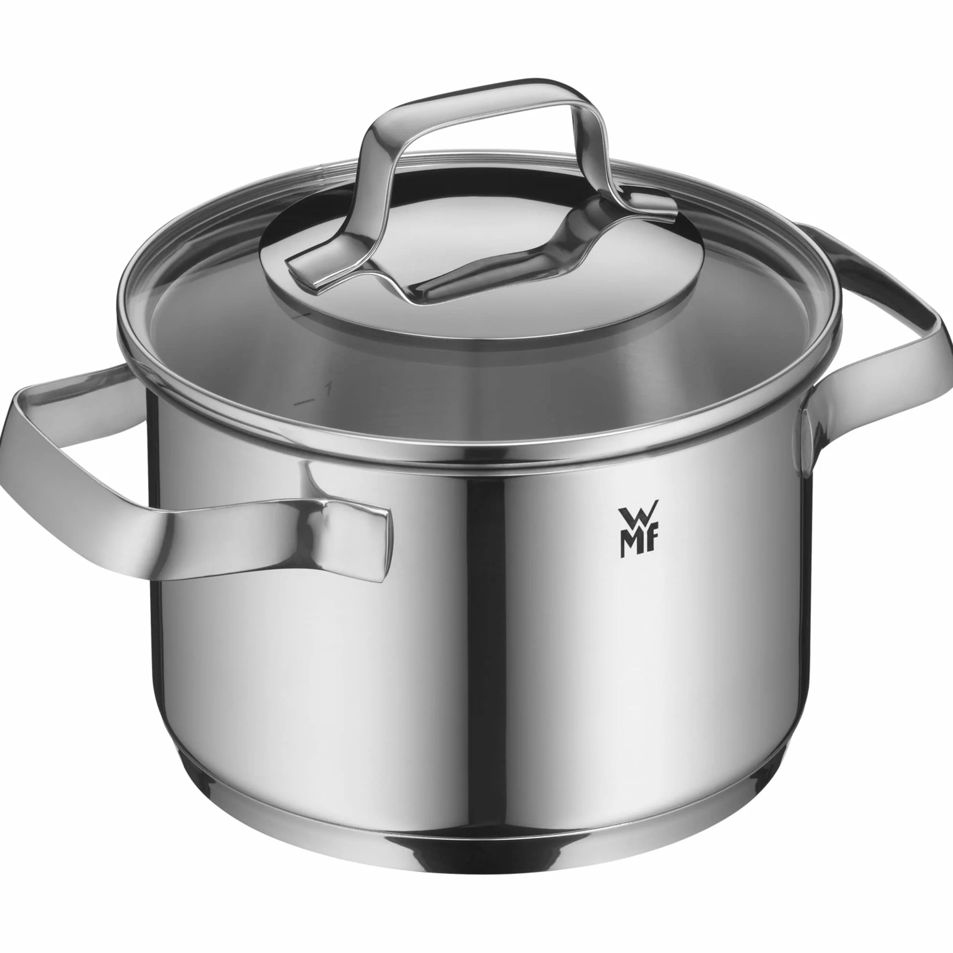 WMF Belmonte mały garnek 16 cm, mały garnek ze szklaną pokrywką, garnek do makaronu, garnek do mięsa indukcyjnego 1,9 l, polerowana stal nierdzewna Cromargan, niepowlekany