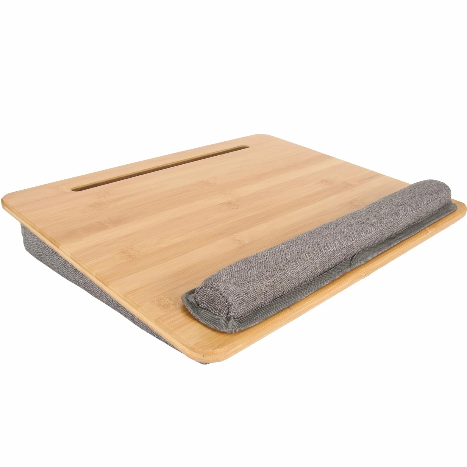 Biurko z poduszką na Nadgarstek, Lekkie, Przenośne Biurko z Bambusa na Laptopa, z Miejscem Tablet z Kątem Nachylenia, Idealne do Domu, Biura, Pracy i Czytania