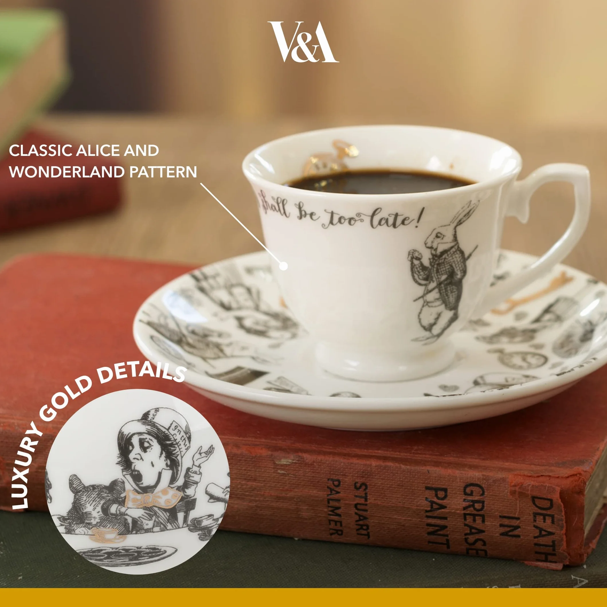 V&A Alicja w Krainie Czarów Filiżanka i Spodek do espresso, 100 ml