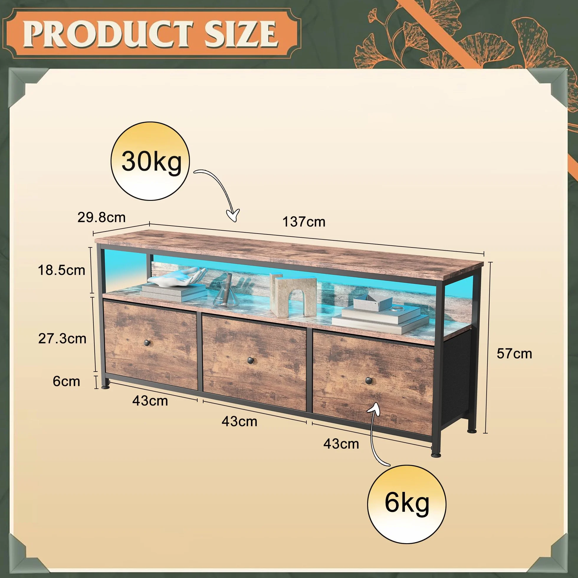 MINGZHE Szafka TV, stolik pod telewizor w stylu retro, stojak na media, stojak na telewizor z szufladami, centrum rozrywki, konsola medialna, stojak pod telewizor do salonu, retro, brązowa, 137 x 30 x