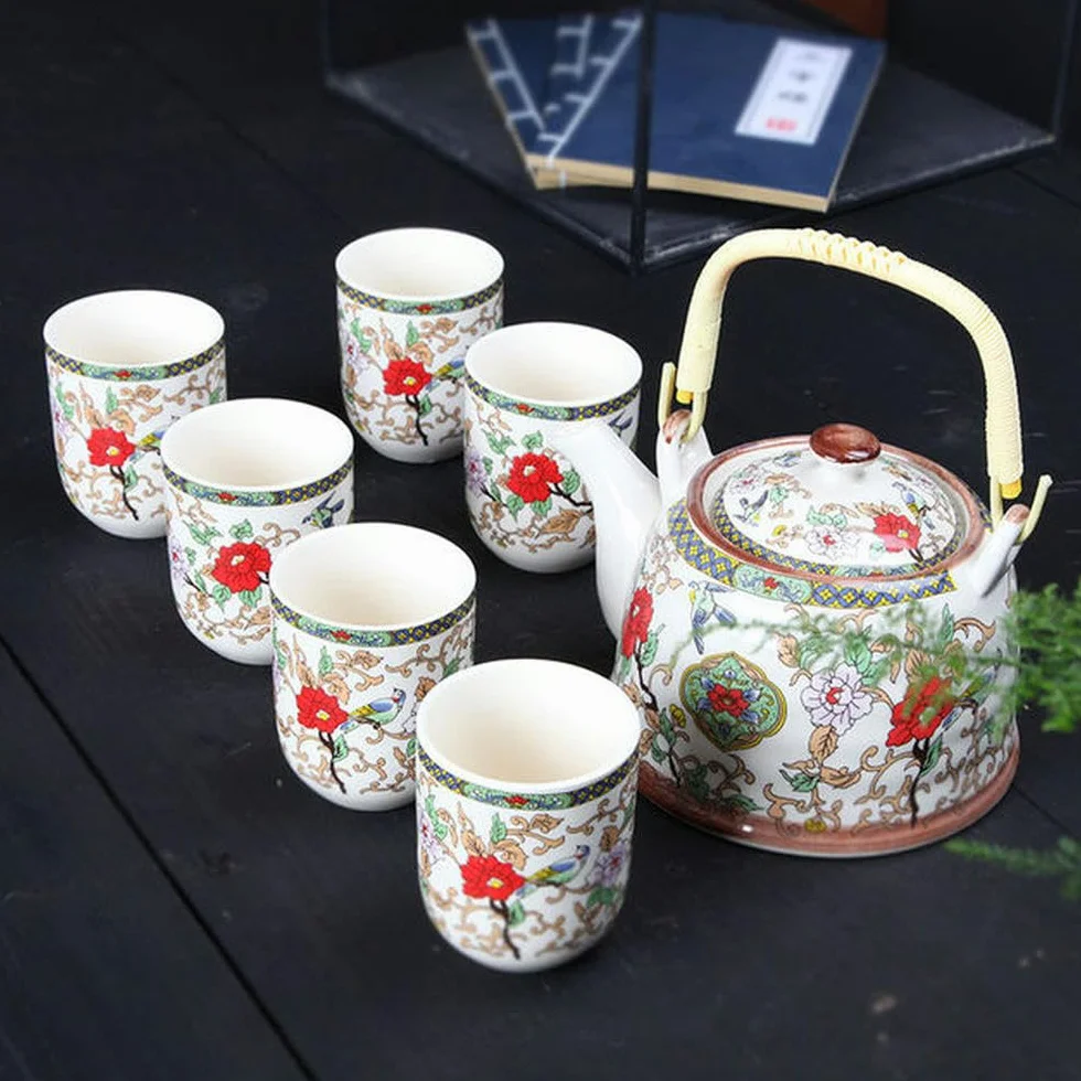 1 garnek 6 filiżanek kreatywny ceramiczny zestaw do herbaty ręcznie robiony czajniczek kubek chińska porcelana prezent GungFu kwiatowa herbata biuro podróż herbata