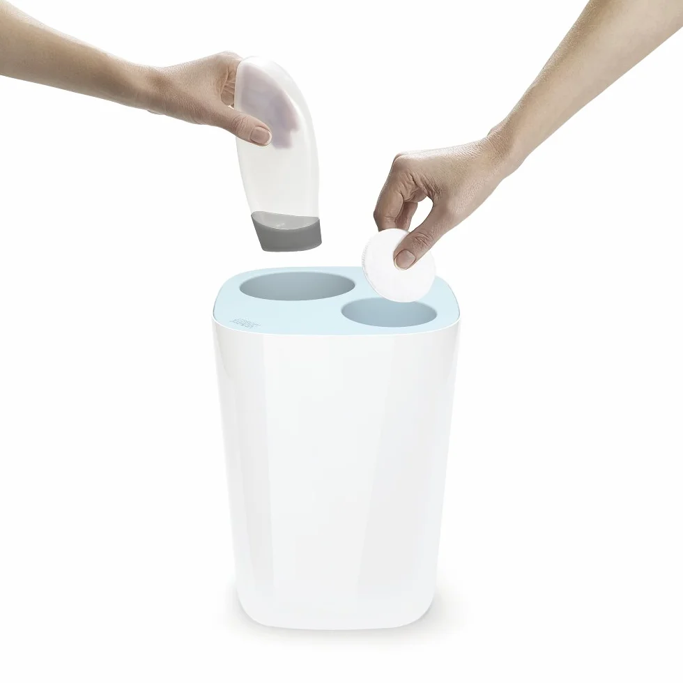 Joseph Joseph 70505 Slim – kosz na śmieci do łazienki – biały/niebieski