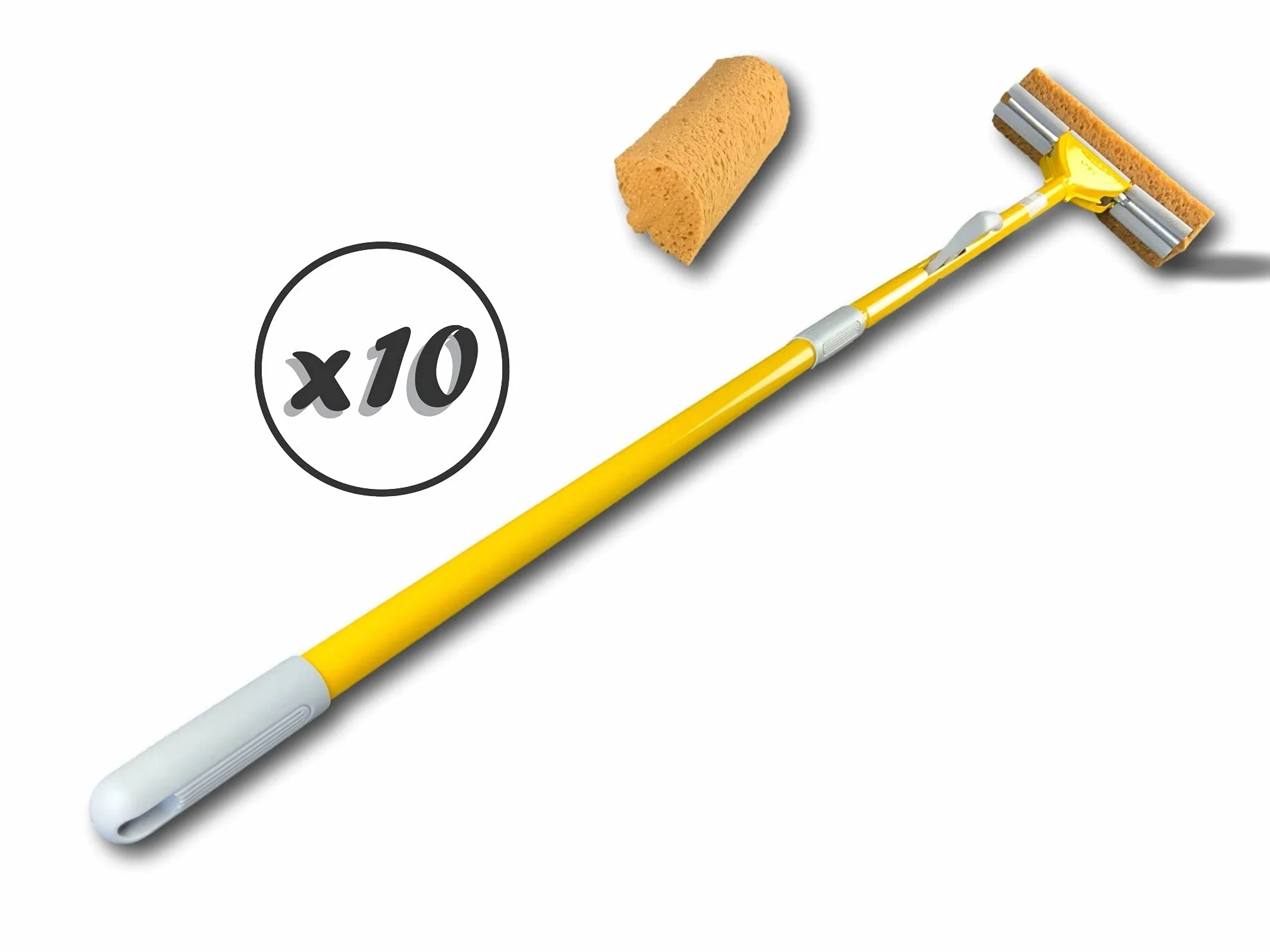 Miotła do gąbki z wkładem | Zestaw 10 | Szerokość prania 280 mm | System czyszczenia podłóg | Ergonomiczna dźwignia | Wymienna gąbka | Kibros 104795_96x10