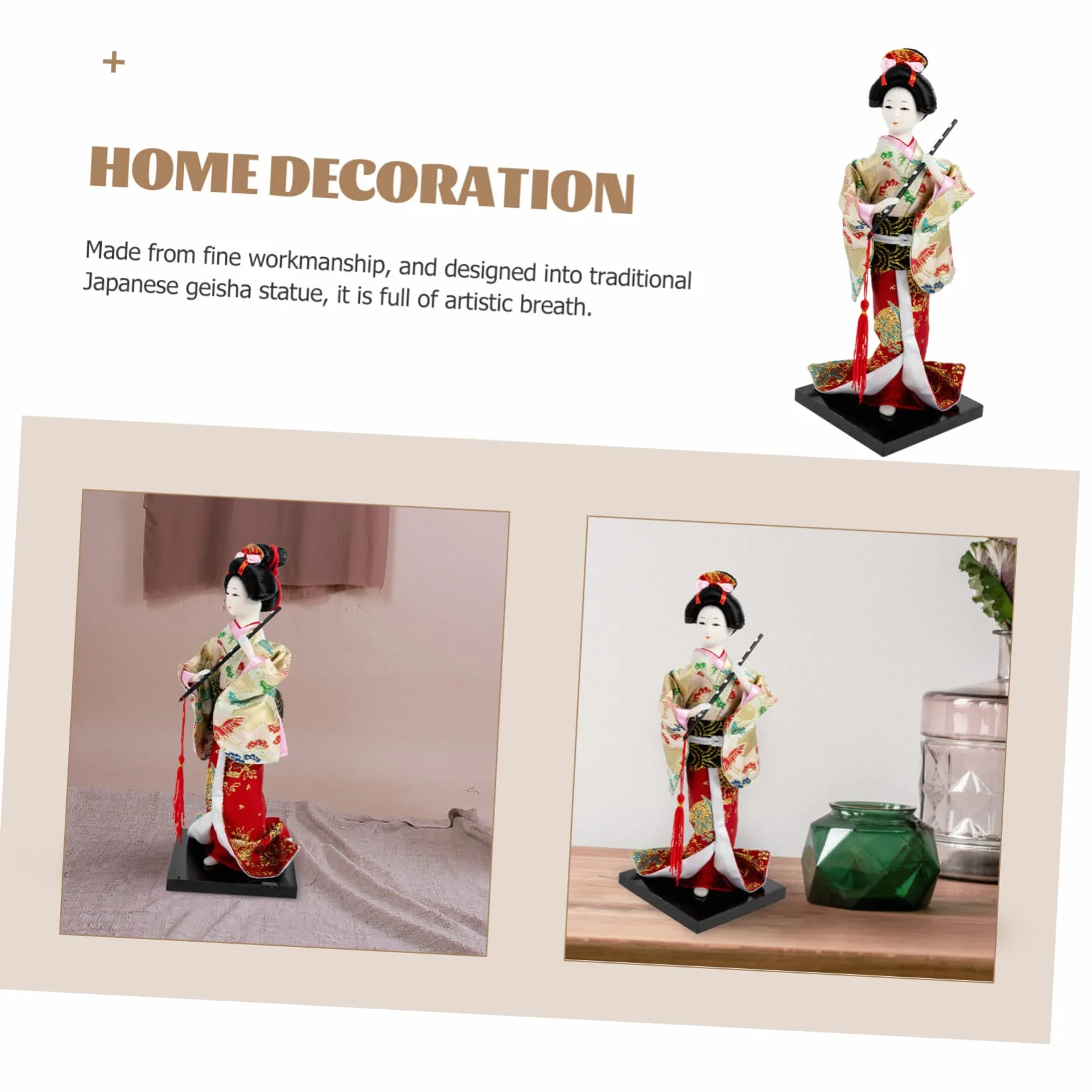 Amosfun Biuro do modeli, styl samurajski, figurka, lalka, biurko, mały przedmiot kolekcjonerski, gejsza, japońska orientalna ozdoba Kokeshi, restauracja, biurko, nowy stół, kimono rok