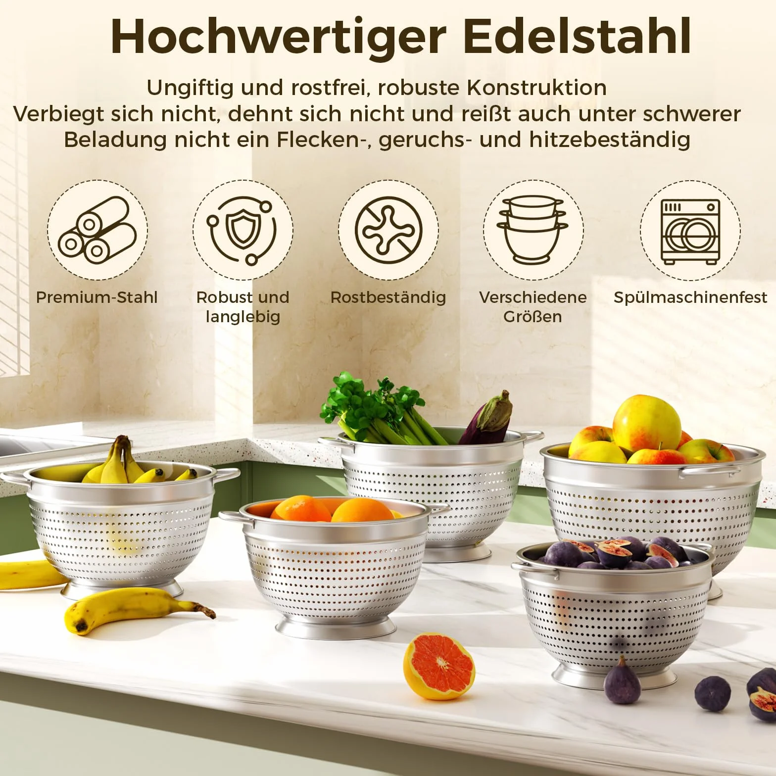 Sitko kuchenne ze stali nierdzewnej, 20/24/26 cm, metalowe sitko kuchenne z uchwytem – sitko o drobnych oczkach do mycia makaronu, warzyw, owoców i ryżu (5)