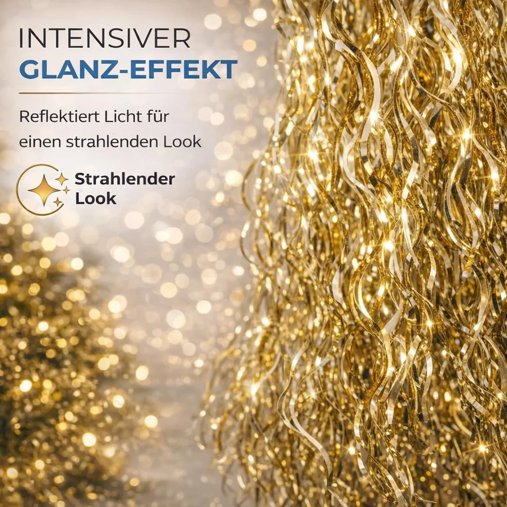 TK Gruppe Timo Klingler Złote Świecidełko Lametta - Technologia Metalowa - Realistyczne Dekoracje na Boże Narodzenie