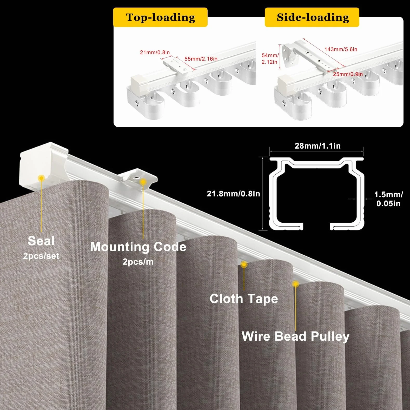 Wytrzymała szyna górska ze stopu aluminium z falą wodną – prosty system szyn do pojedynczego otwarcia gór, 7,6 cm, cichy serpentynowy design, akcesoria do przygód na świeżym powietrzu