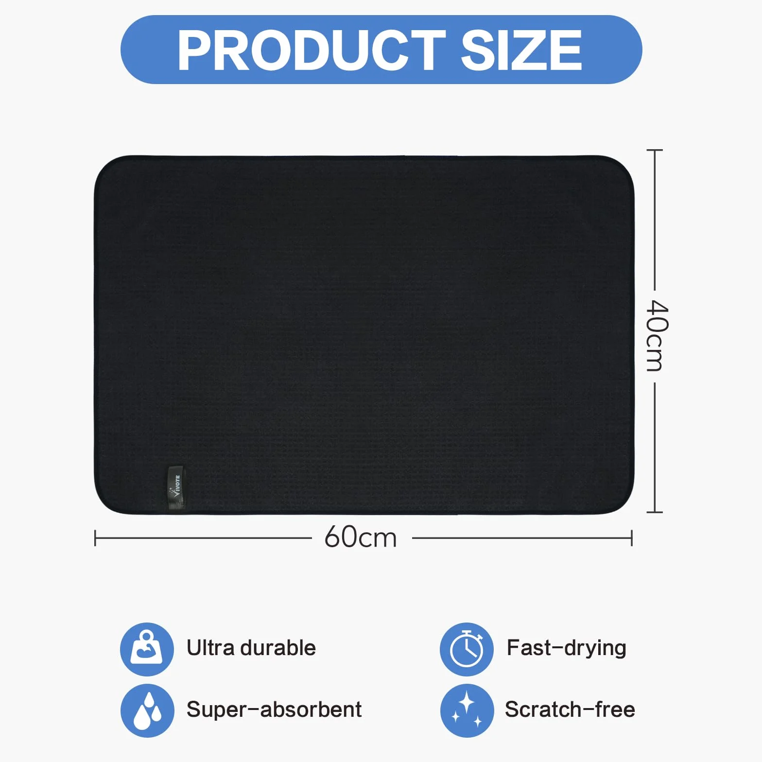VIVOTE Ścierki do naczyń z mikrofibry 40 x 60 cm, czarne ręczniki kuchenne, miękkie i chłonne ręczniki do naczyń premium do czyszczenia kuchni (4 sztuki)
