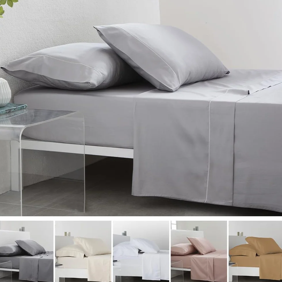 COTTON ARTean Zestaw pościeli z egipskiej satyny bawełnianej DE 300 wątków szary perłowy łóżko 105 x 190/200. 100% bawełna egipska szary.