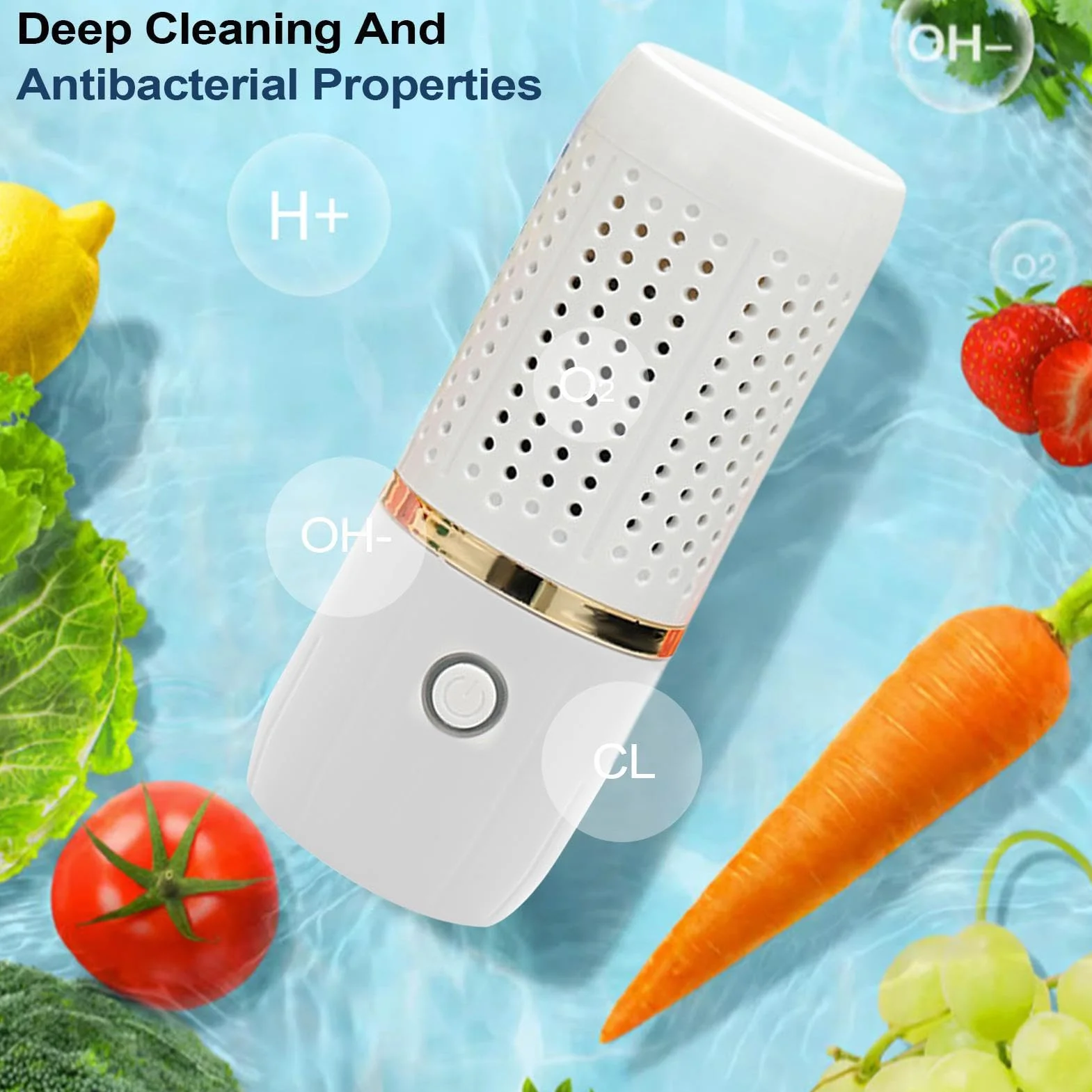 Fruit Washing Machine, USB Produce Cleaner, 3.86x3.86x6.1 Inches Cordless Food Purifier, Long Lasting Cleaning Device with Powerful Function for Cooking Kitchen Grain Preparation