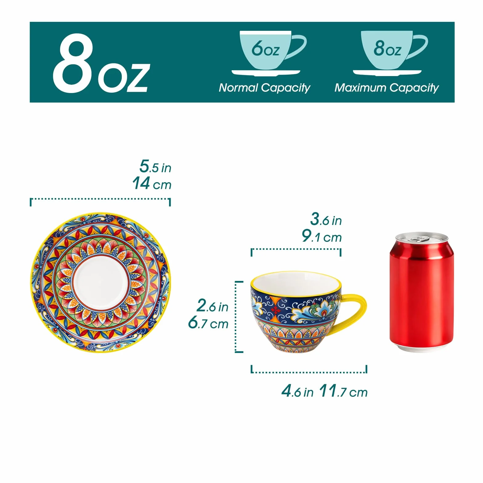 Vancasso SIMI filiżanki do cappuccino ze spodkami, zestaw 6 sztuk