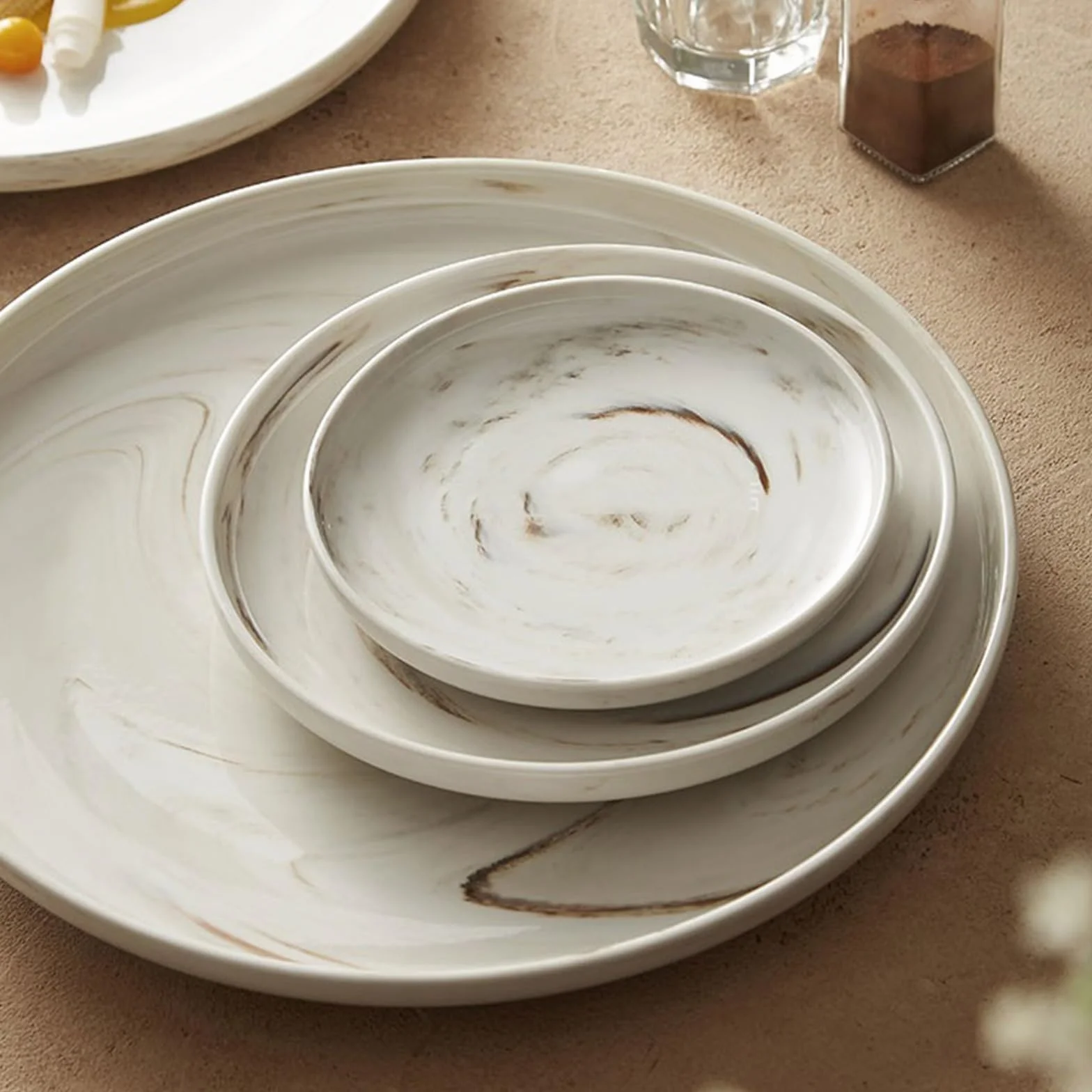 talerze do serwowania Talerz obiadowy z imitacji marmuru. Prosty okrągły talerz. Ekskluzywna zastawa stołowa restauracji hotelowej. Ceramiczny do steków talerze makaronowe(10.6 inch)