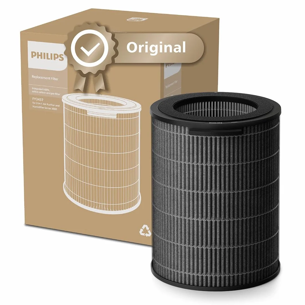 Philips Oryginalny filtr wymienny do oczyszczaczo-nawilżacza powietrza 2 w 1 z serii 3000 AC3737, NanoProtect HEPA + węgiel aktywny, żywotność 36 miesięcy (FY3437/00)