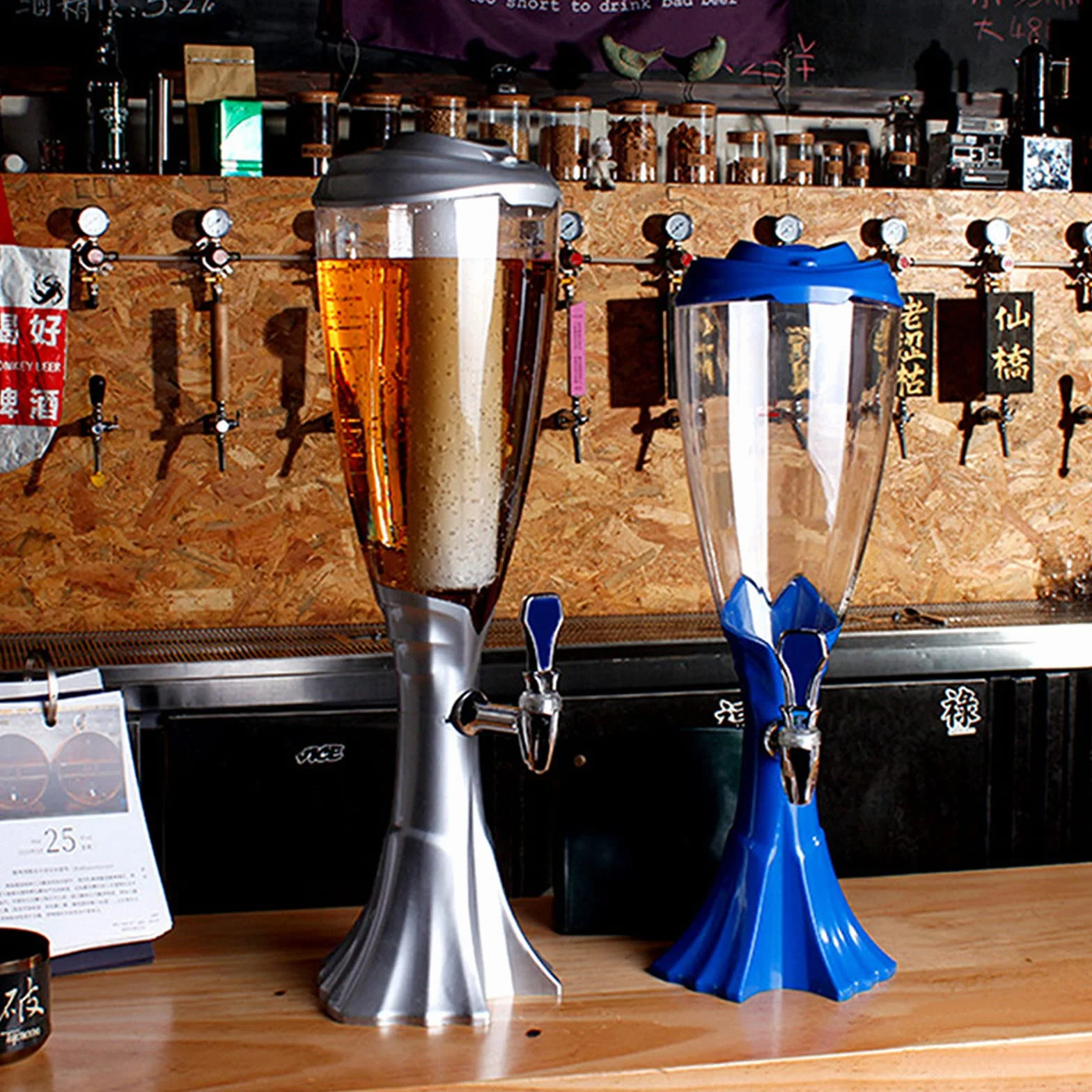 Wieża Piwa, Dozownik napojów Beer Tower Dozownik do napojów i napojów z latarnią Idealny na imprezy i gry, akcesoria do domowego baru,2,3.0L