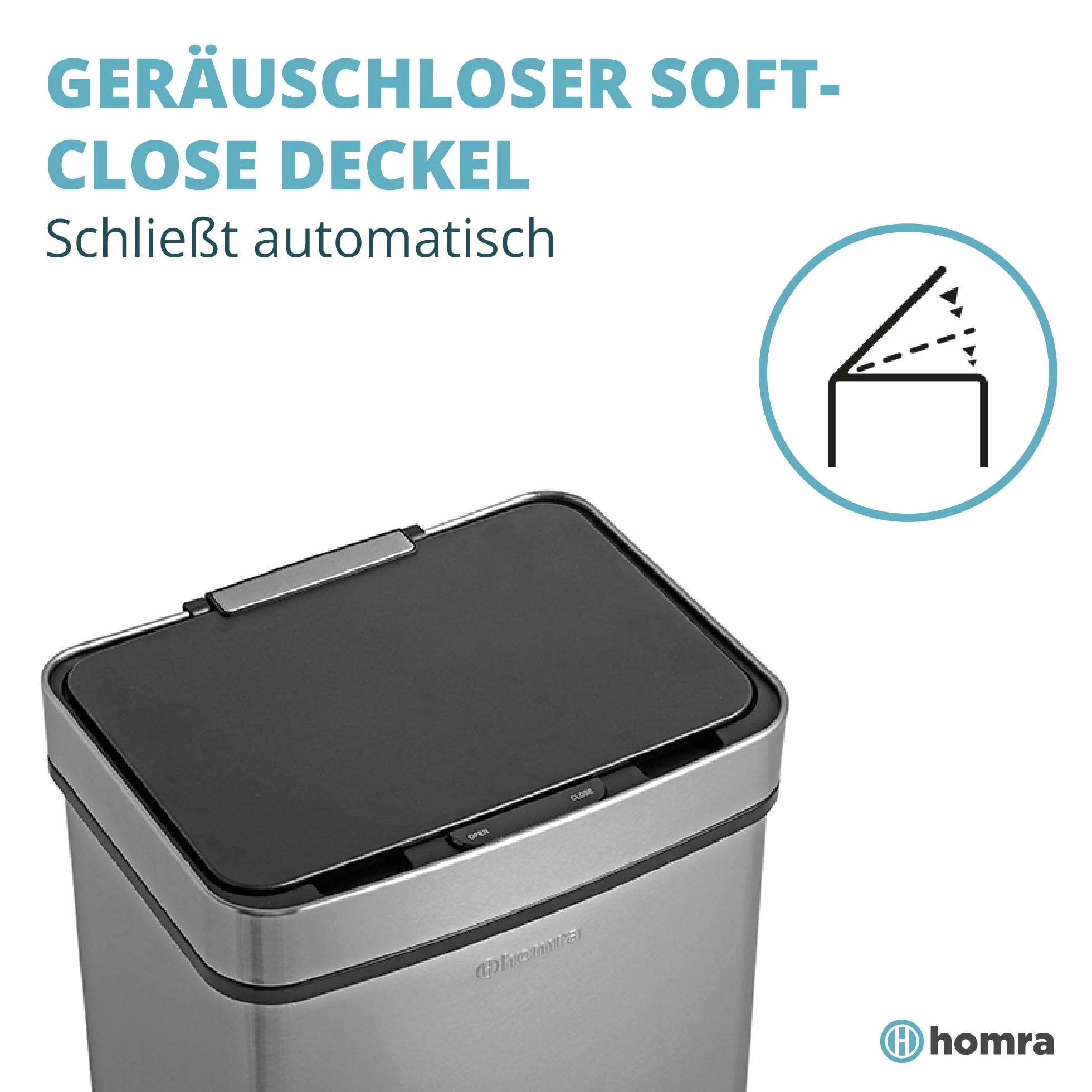 Homra® Nexo Smart Bin kosz na śmieci z czujnikiem 3 + 1 przegródkami, ze stali nierdzewnej, z czujnikiem ruchu, elektryczna segregacja śmieci, Smart Bin, system segregacji śmieci w kuchni