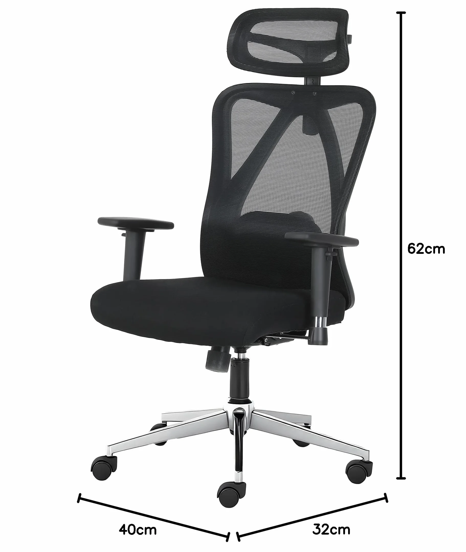 ADOV Ergonomiczne Krzesło Biurowe z Regulowanym Podparciem Lędźwiowym, Zagłówkiem i Podłokietnikami, Krzesła Obrotowe 360°, Regulacją Wysokości Krzesła Komputerowe, Krzesło do Biurka Wysokim Oparciem