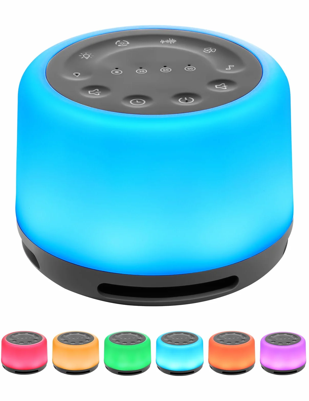 VAYDEER White Noise Machine Baby biały szum [akumulator 2000 mAh] [6 poziomów jasności] [połączenie Bluetooth] [24 uspokajające dźwięki] pomoc w zasypianiu dla niemowląt z super akumulatorem dla