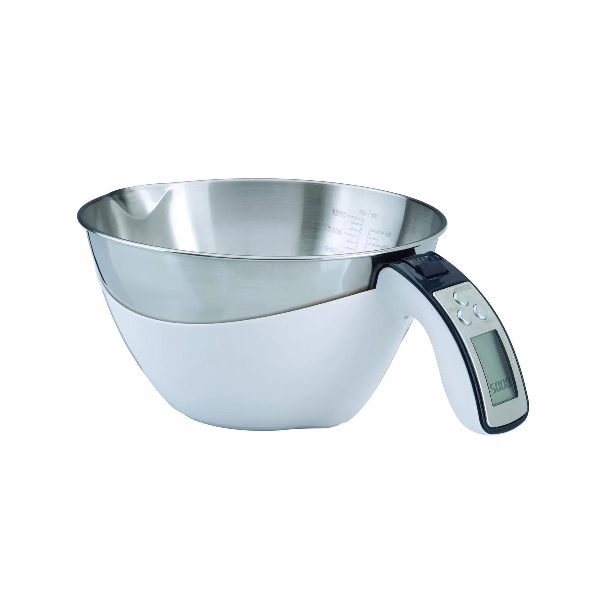 Imetec Elektroniczna waga kuchenna do 5 kg, stal nierdzewna, biały/ciemnoszary, 13,2 x 28,2 x 28,6 cm