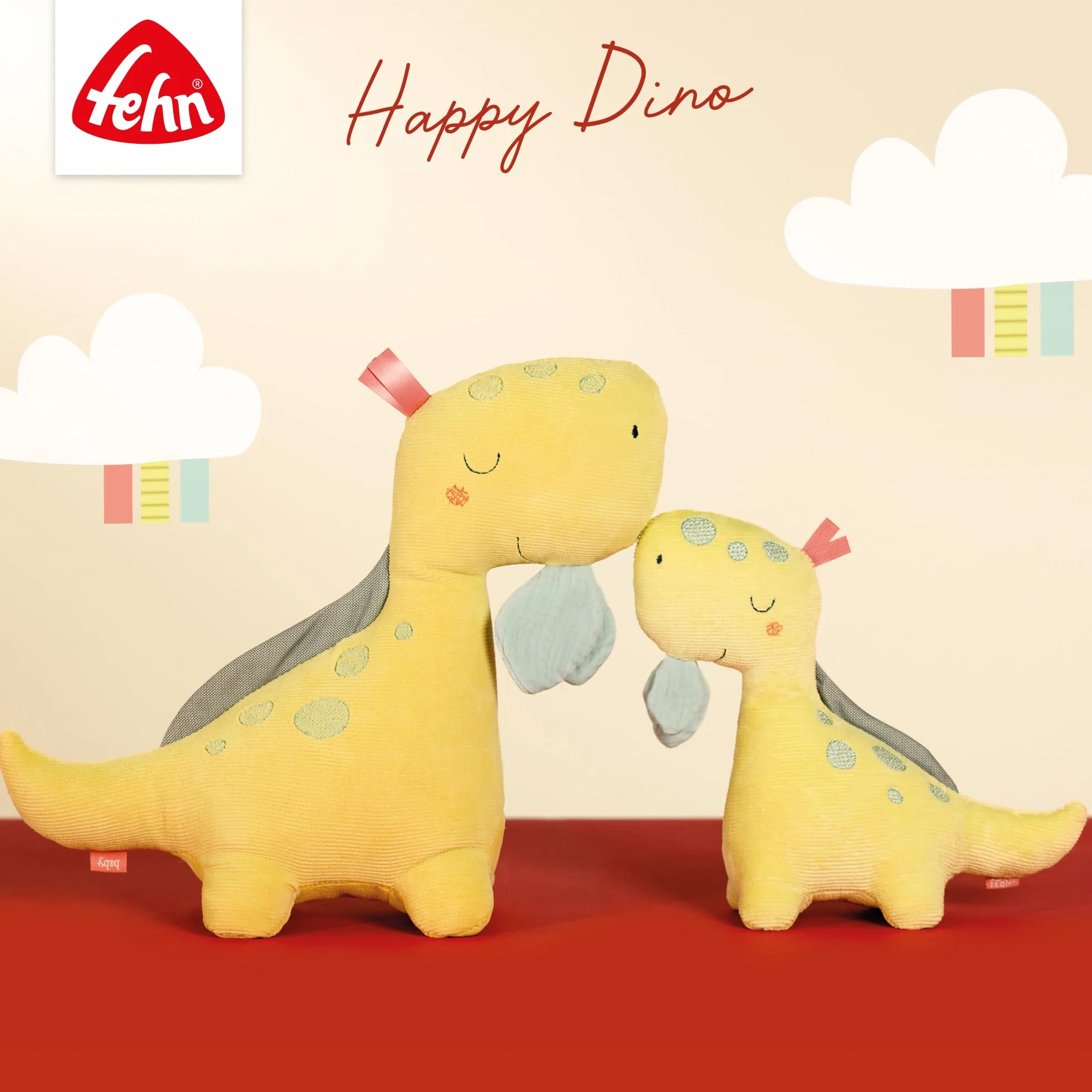 Fehn 051018 Mini-Spieluhr Dino – Kuscheltier & Einschlafhilfe: Melodie „Mozarts Wiegenlied“ beruhigt in jeder Situation – idealer Begleiter für zuhause & unterwegs – für Babys & Kleinkinder