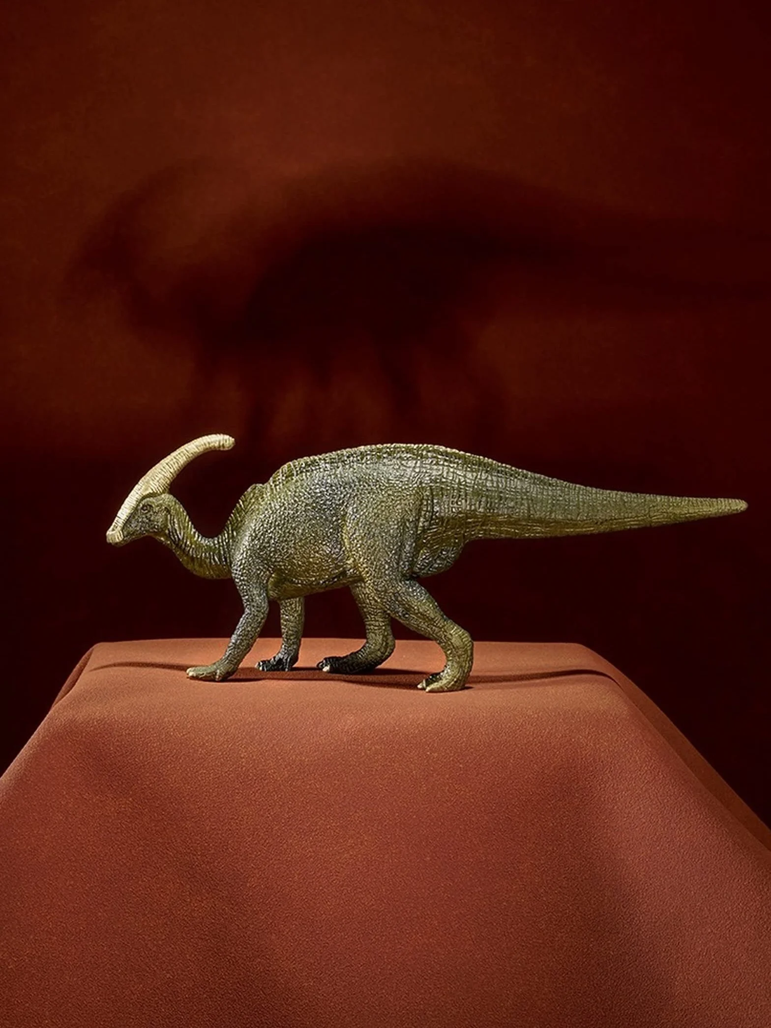 CNCNSH Mosiężna figurka dinozaura na stole, statua jurajskiego paractenozaura, dekoracja dekoracyjna do gabinetu, kolekcja rzeźb z brązu dla bydła zwierzęcego,