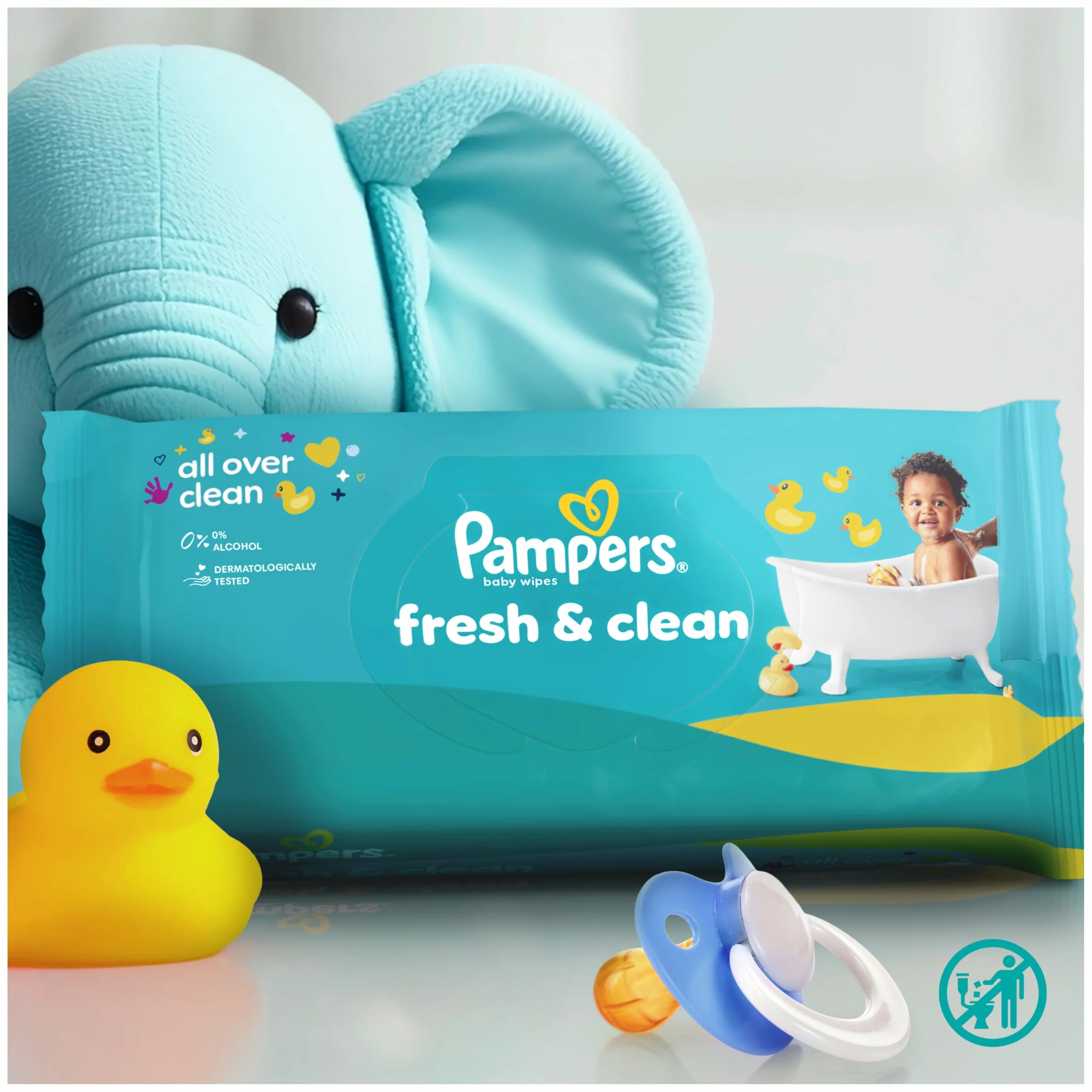 Pampers Fresh Clean Chusteczki Nawilżane Dla Dzieci, 9 Opakowania po 80 Chusteczek = 720 szt., Oczyszczanie Całego Ciała