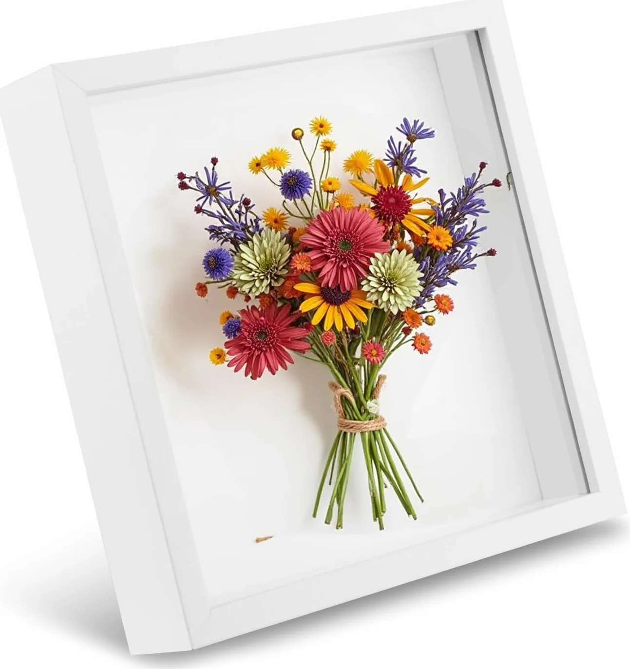 PIQIUQIU Ramka 3D na zdjęcia z drewna 20x20cm | Głęboka ramka na przedmioty, kwiaty, bukiety ślubne i wspomnienia | Skrzynka cieniasta do dekoracji ścian | Napelnialana ramka na DIY i kolekcjonerskie