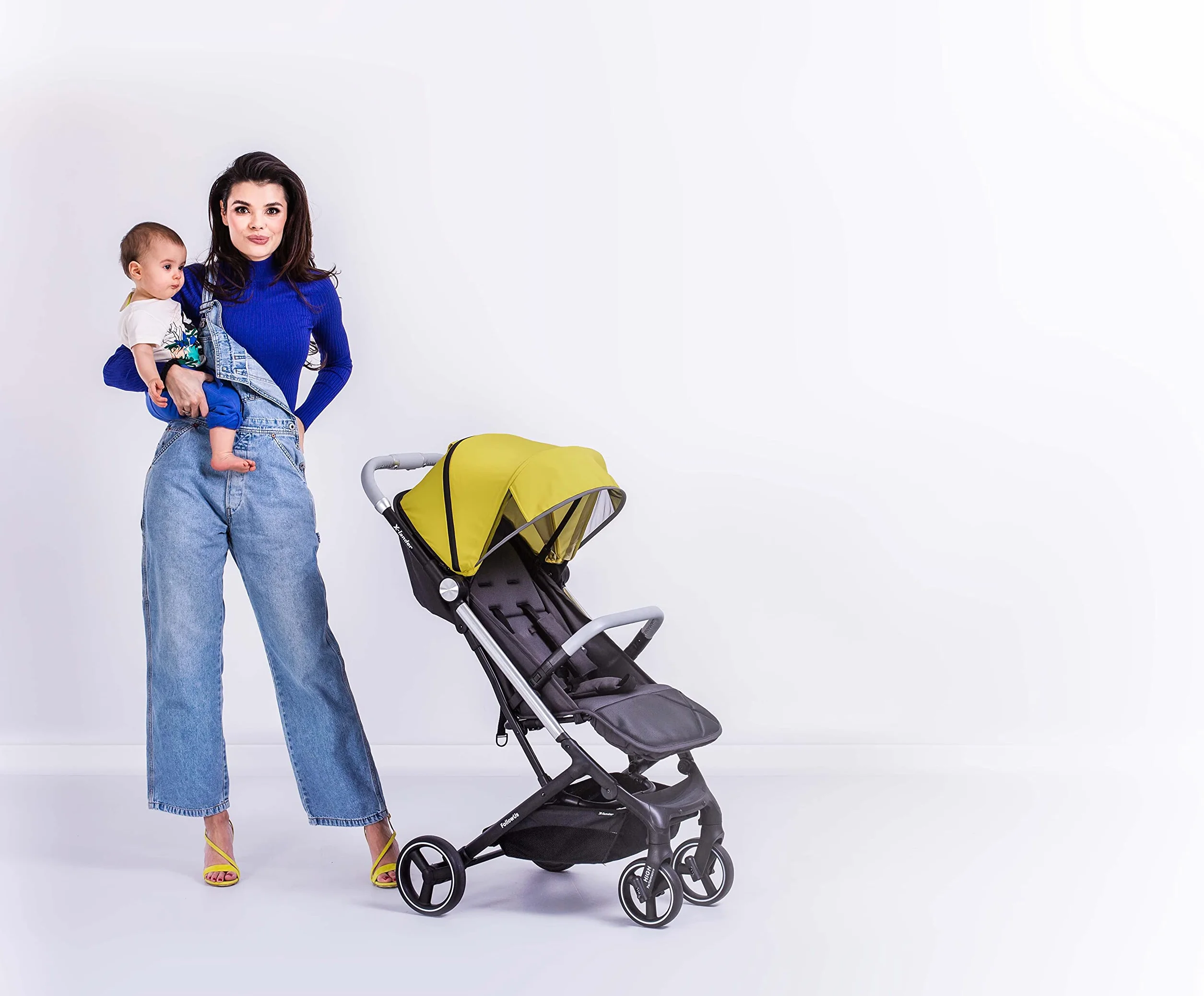 X-lander X-Follow Wózek dziecięcy Lekki Reclinable Składany Wózek Łatwy Składany Jedną Ręką Ultralight 7.6 kg (Solar Yellow)