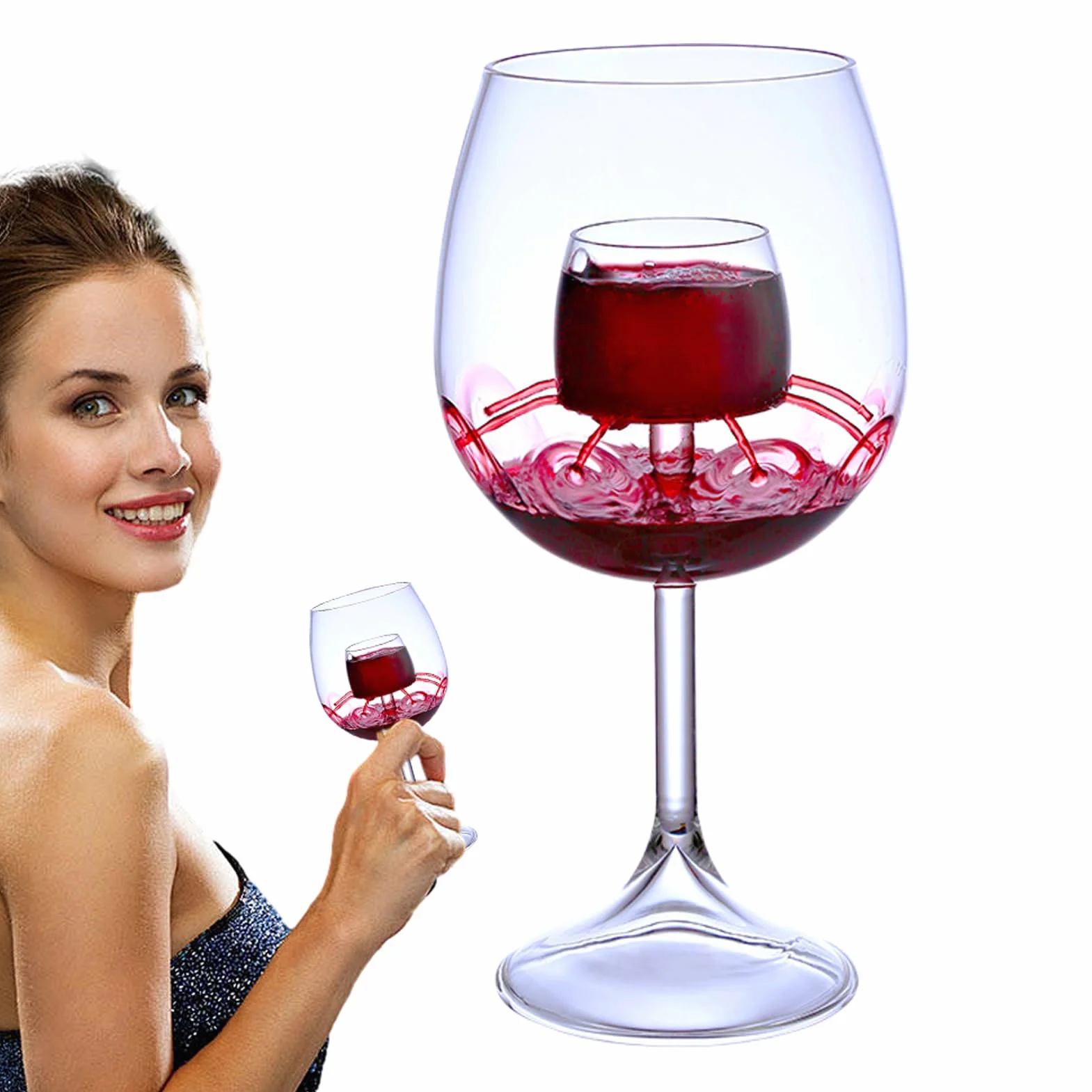 Szklana karafka do wina, kieliszek do wina fontannowego | Zestaw napowietrzających szklanek fontanny | Przezroczysty zestaw degustacji czerwonego, herbaty i kawy