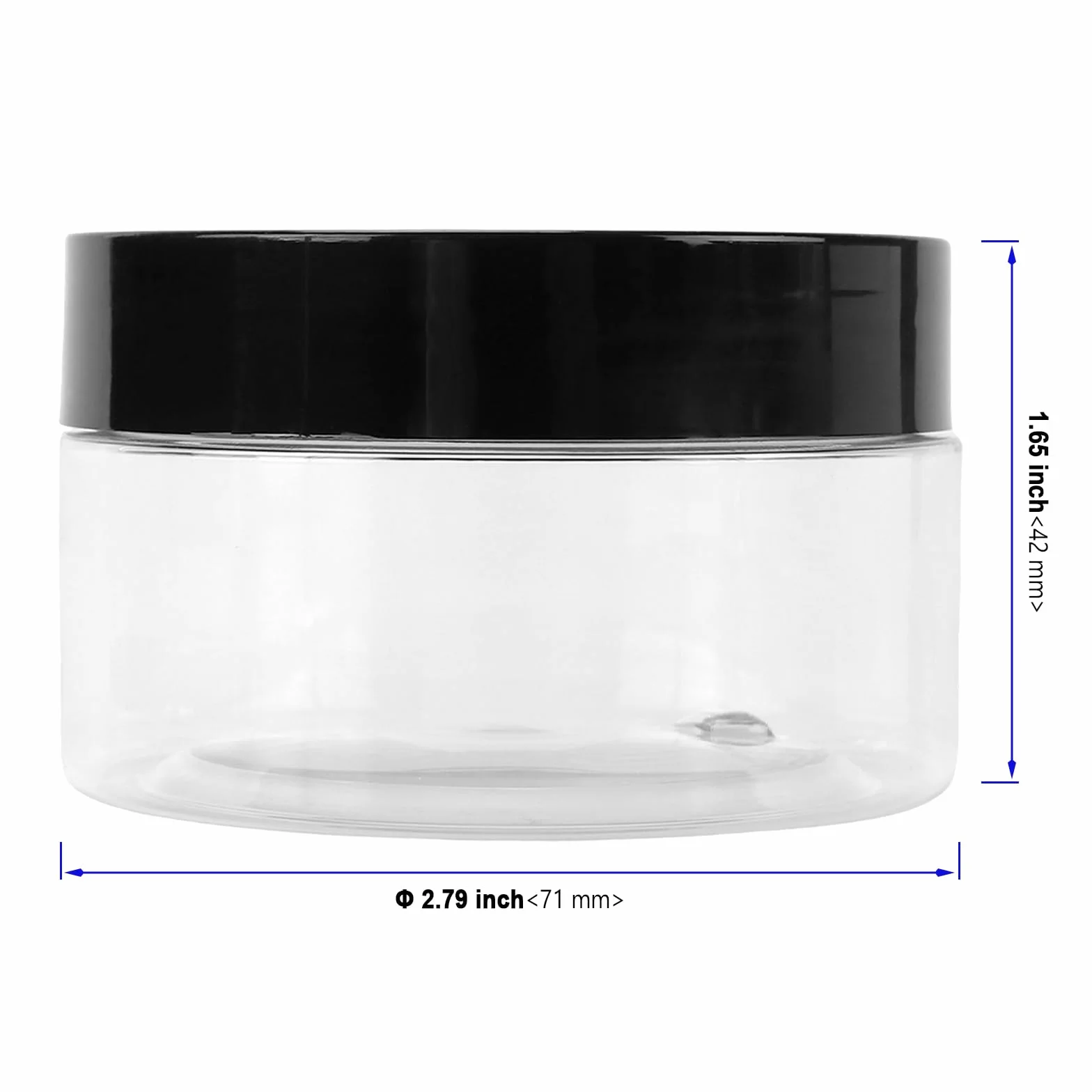 24 pojemniki na zapasy z tworzywa sztucznego PET, 100 ml, przezroczyste pojemniki z czarną pokrywką, 7,1 x 4,2 cm, hermetyczne pojemniki do przechowywania kosmetyków, słodyczy, przypraw