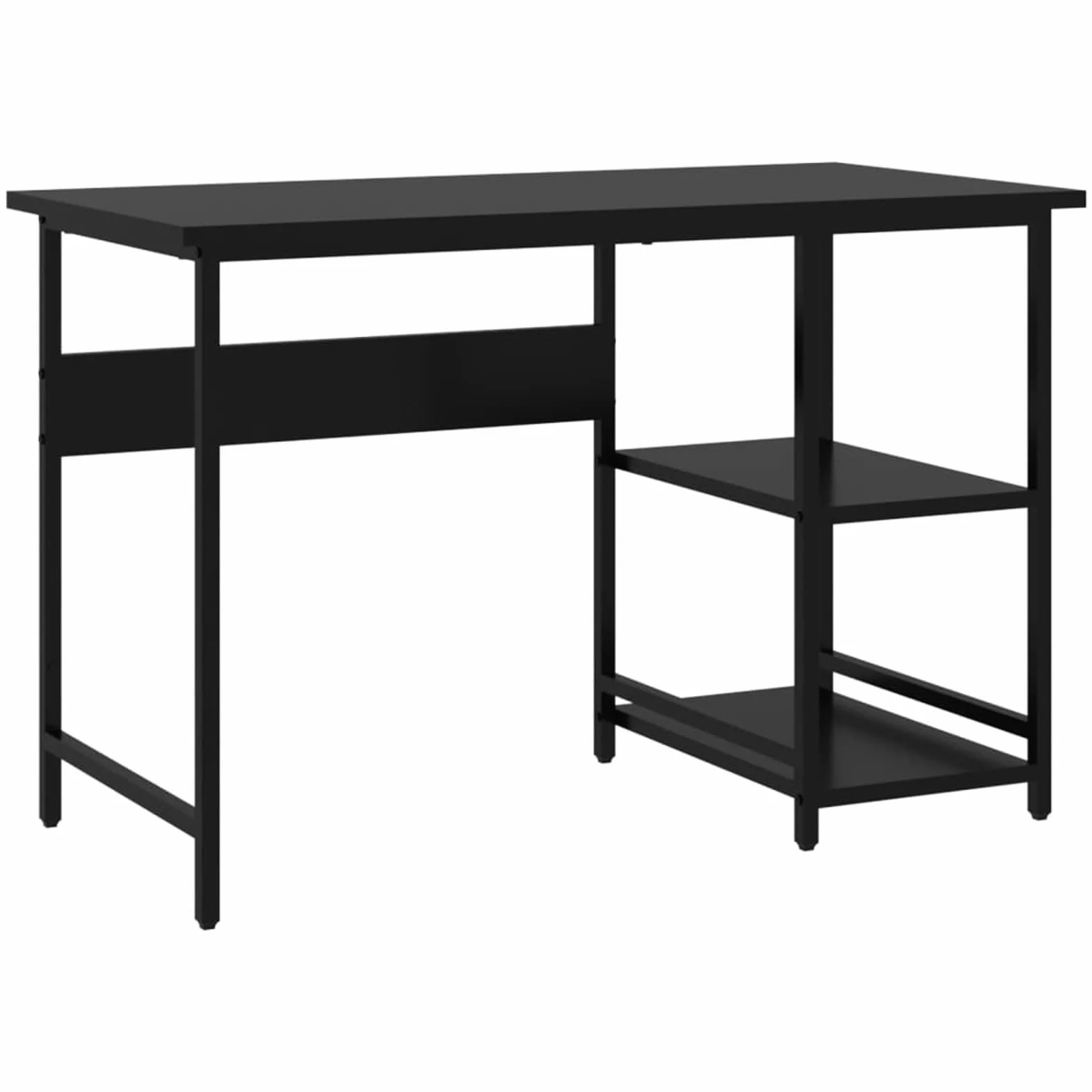 Homgoday Czarne biurko komputerowe 105 x 55 x 72 cm, MDF i metal, meble biurkowe, biurko, biurko komputerowe, biurko zajmujące mało miejsca, stół, biurko, biurko do gier do pokoju dziecięcego